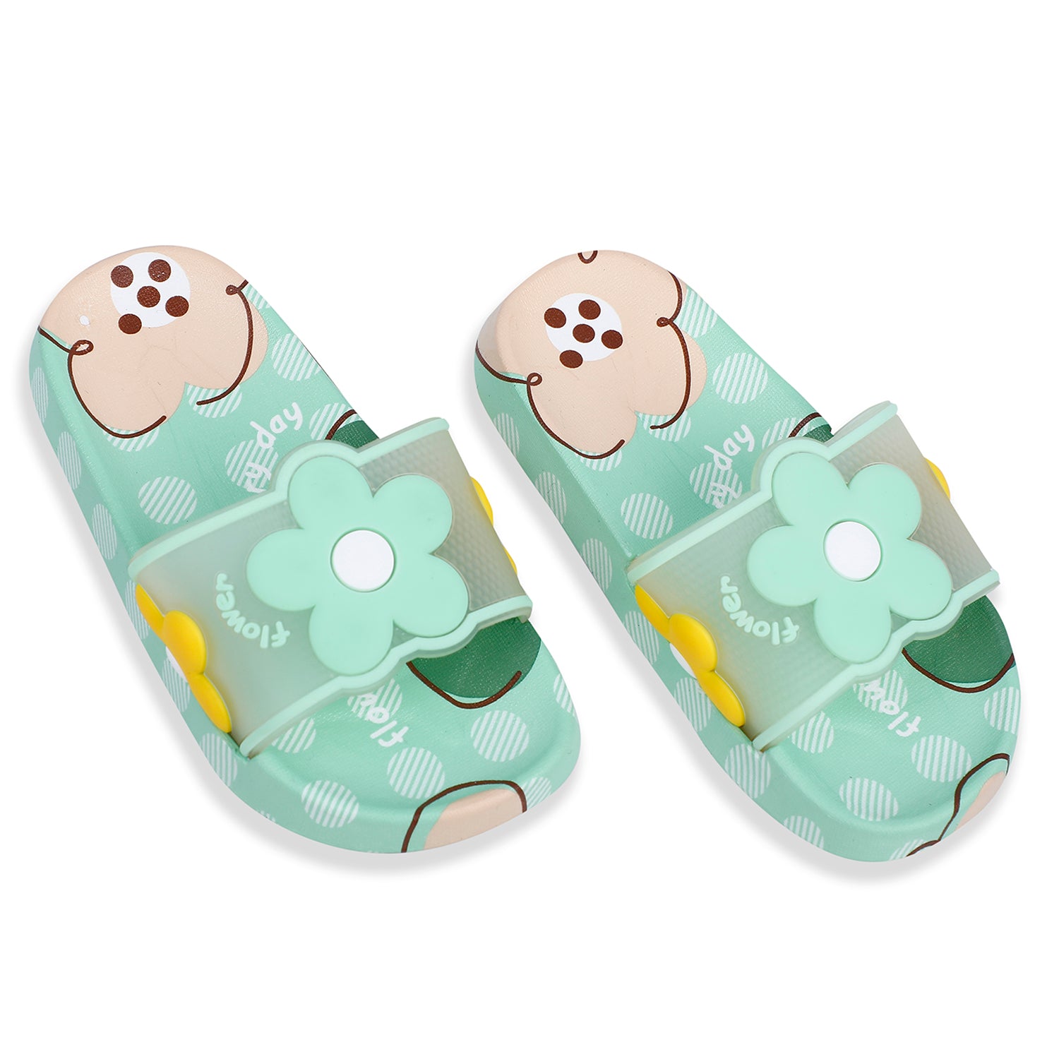 Baby Moo Floral 3D Beach Slippers Sliders - Sea Green - Baby Moo