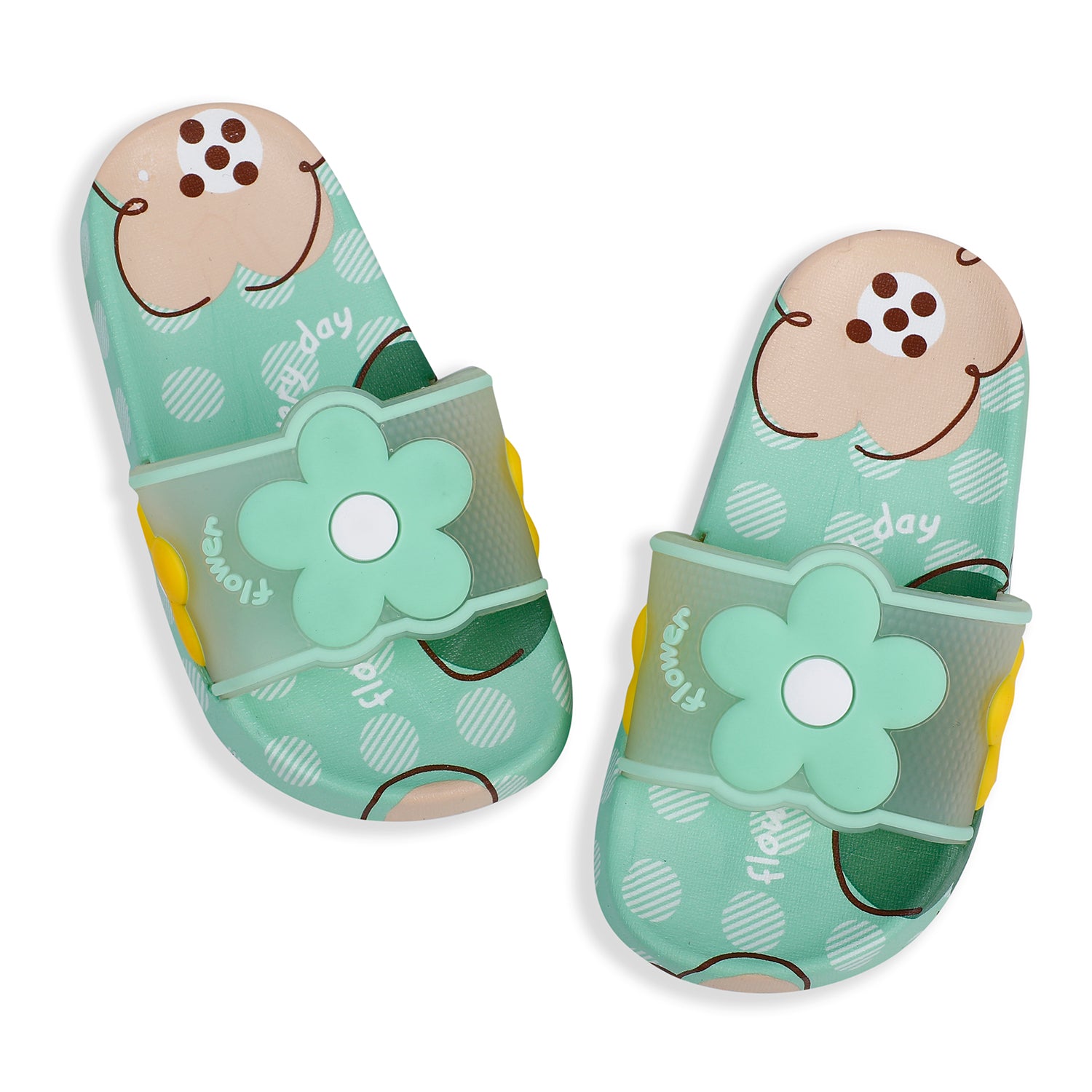 Baby Moo Floral 3D Beach Slippers Sliders - Sea Green - Baby Moo