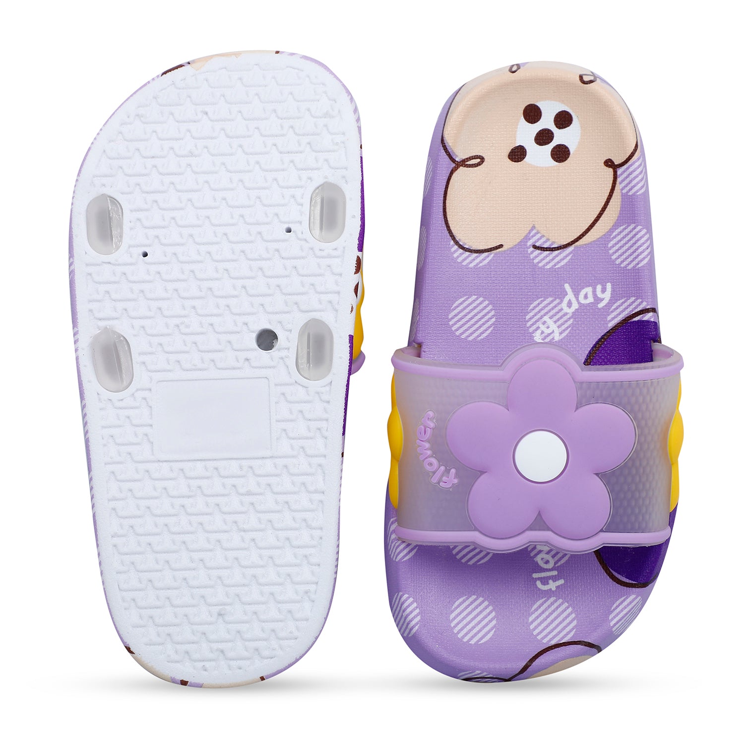 Baby Moo Floral 3D Beach Slippers Sliders - Purple - Baby Moo