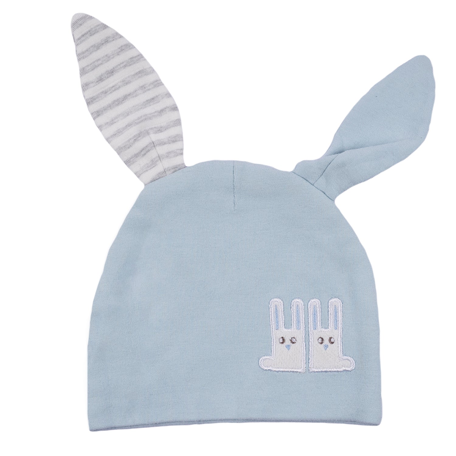 Baby Moo Big Bunny Ears All Season Stretchable Hosiery Warm 3D Beanie Cap - Blue