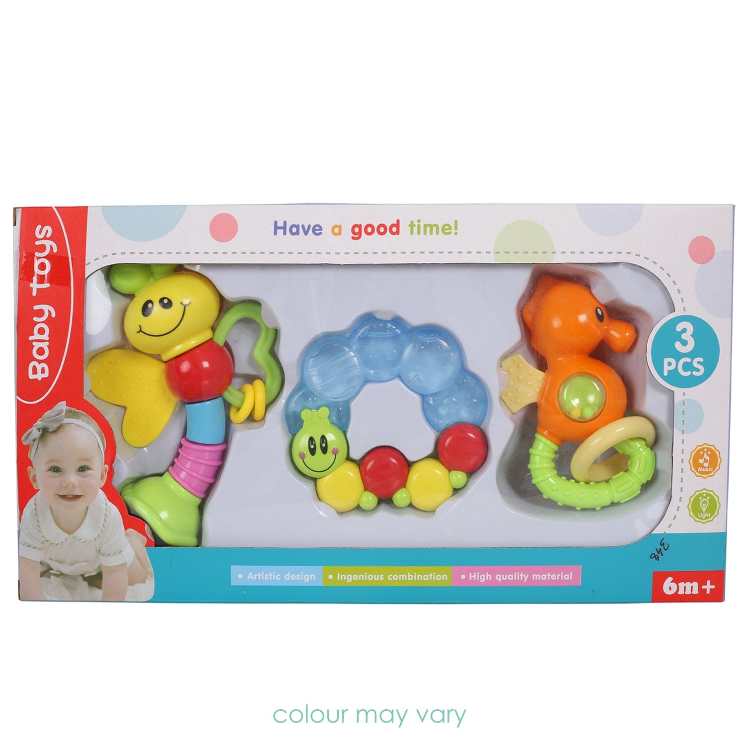 Butterfly Caterpillar Multicolour Set of 3 Rattle Teether