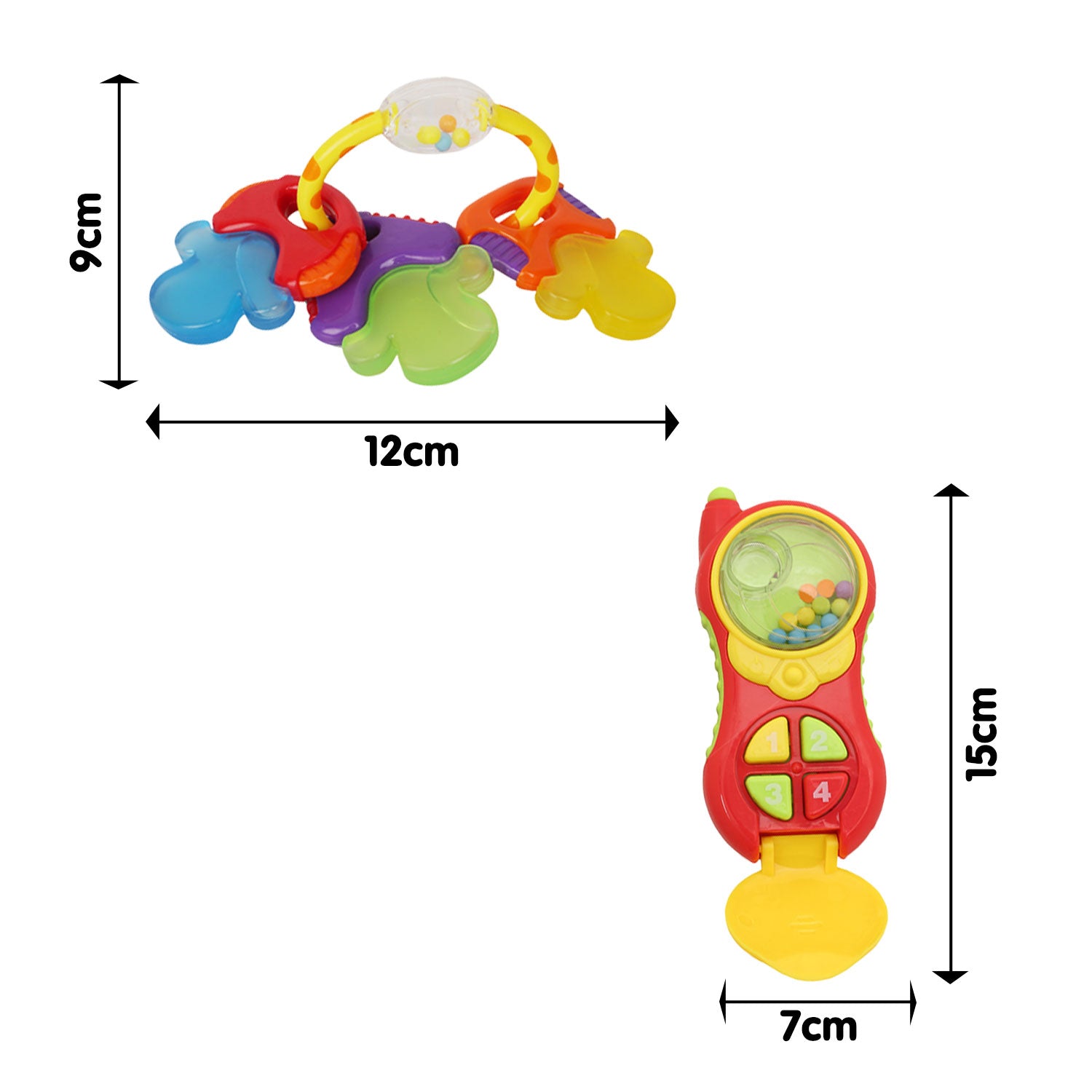 Mixed Multicolour Set of 4 Musical Rattle Toys With Light