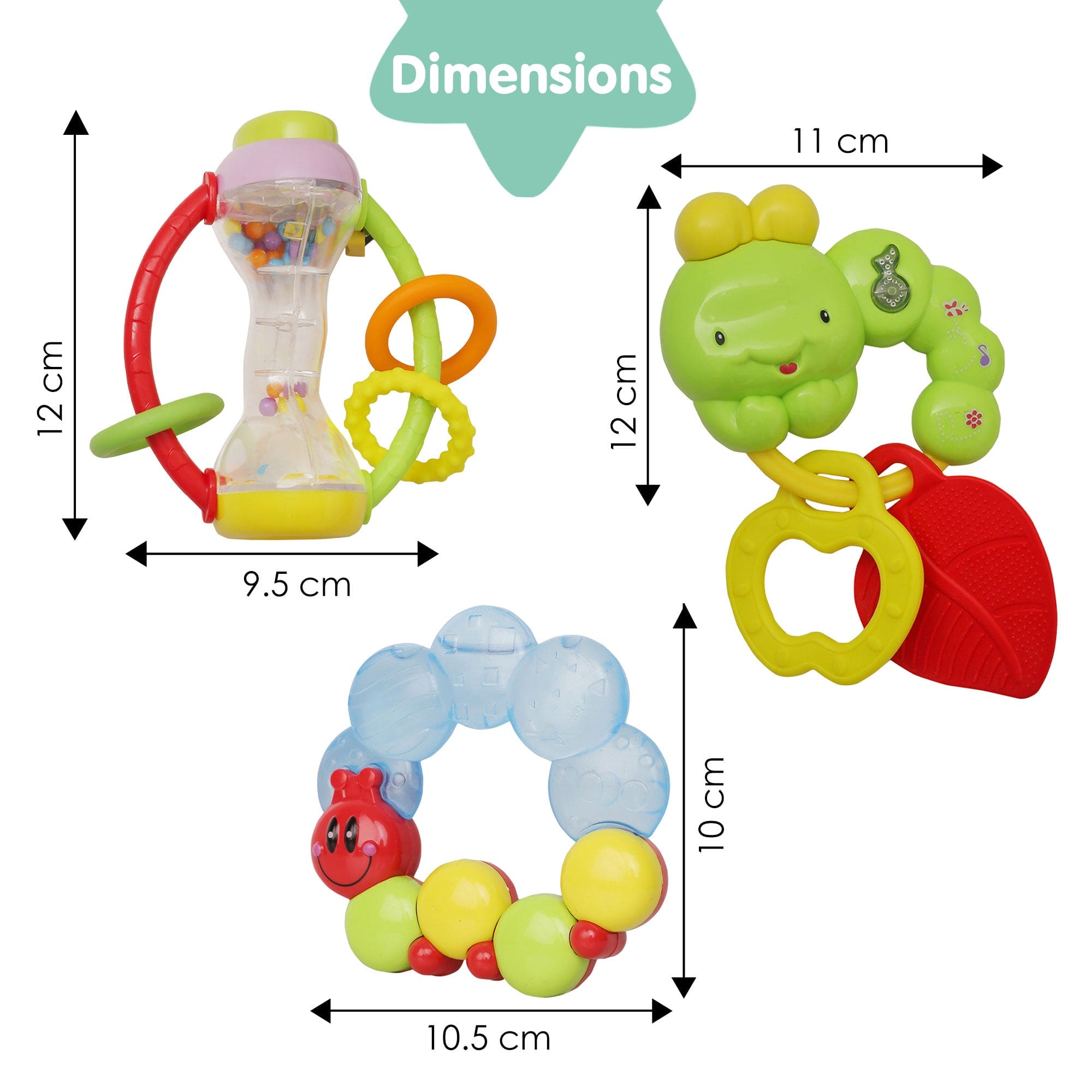 Premium Multicolour Set of 5 Musical Rattle Toys With Light