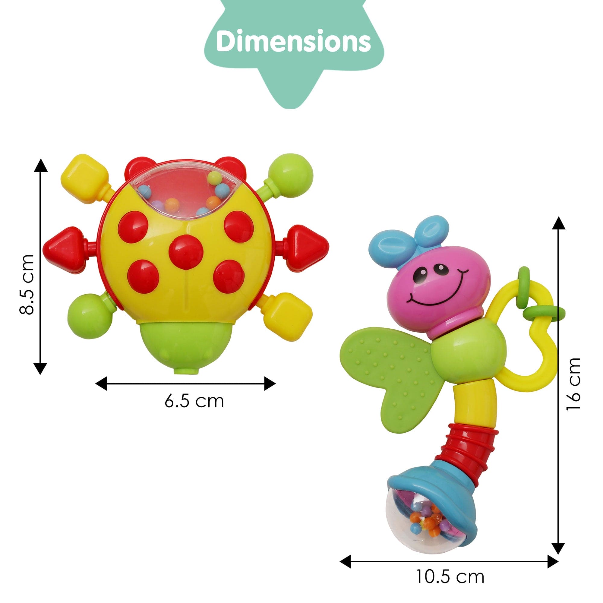 Premium Multicolour Set of 5 Musical Rattle Toys With Light