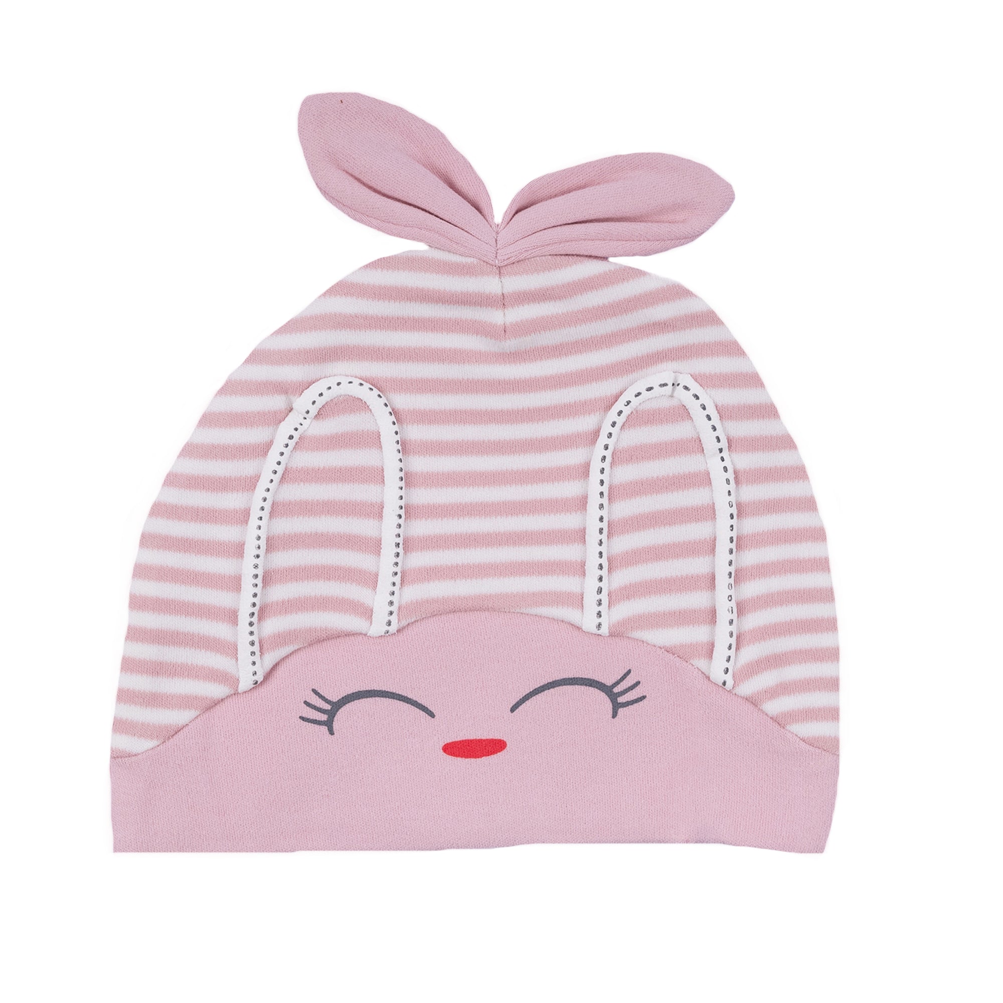 Baby Moo Jolly Kitty All Season Stretchable Hosiery Warm 3D Beanie Cap - Pink