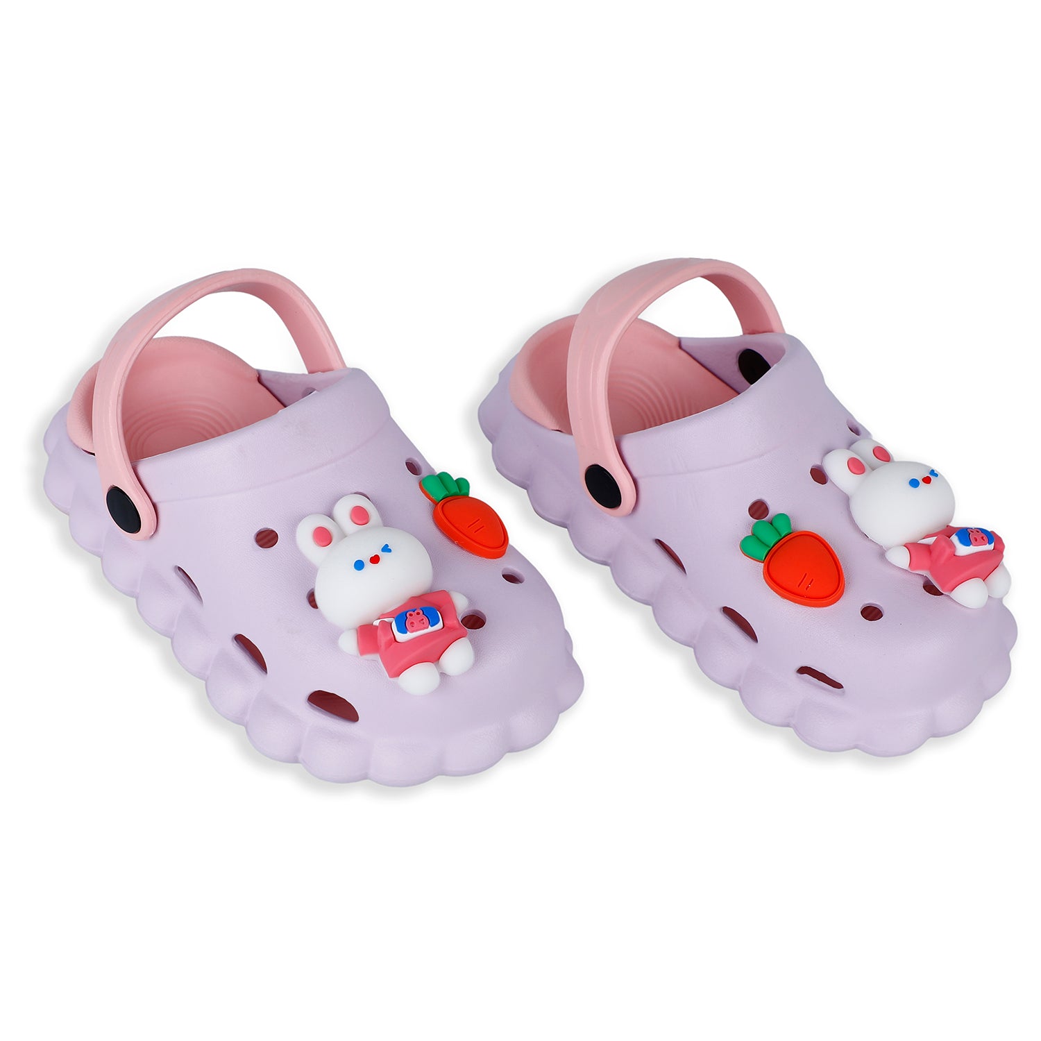 Baby Moo Hungry Bunny Applique Waterproof Anti-Skid Sling Back Clogs - Lilac - Baby Moo