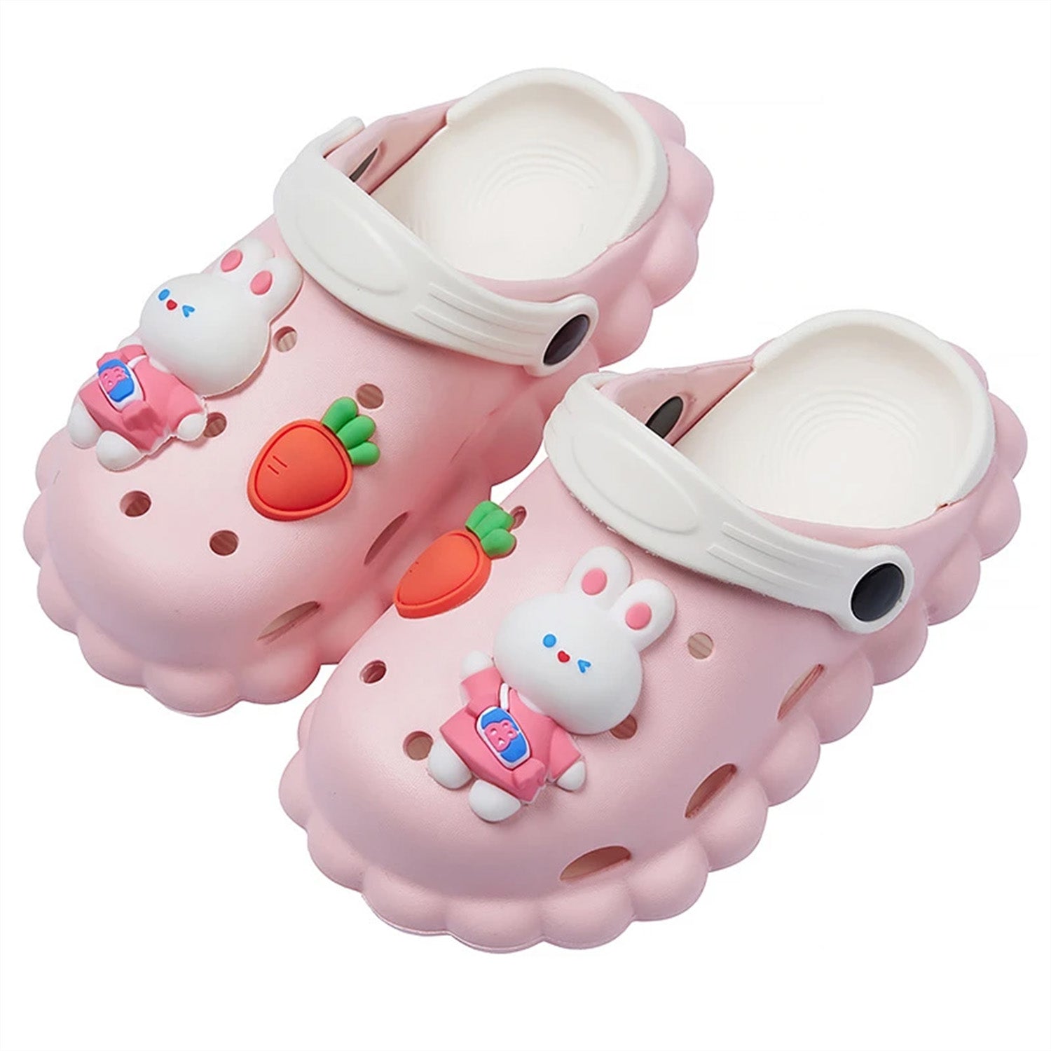 Baby Moo Hungry Bunny Applique Waterproof Anti-Skid Sling Back Clogs - Pink - Baby Moo