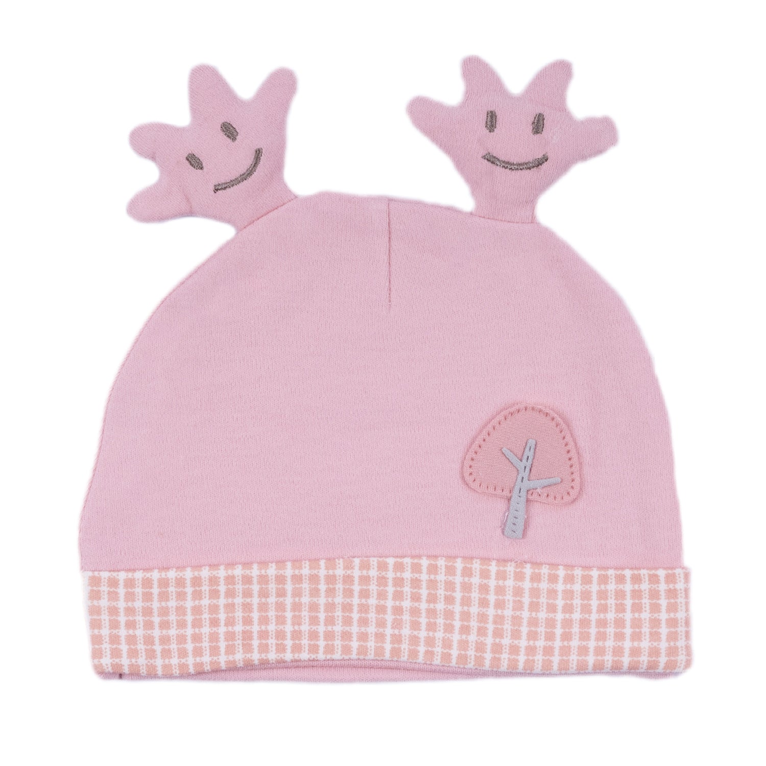 Baby Moo Antler All Season Stretchable Hosiery Warm 3D Beanie Cap - Pink