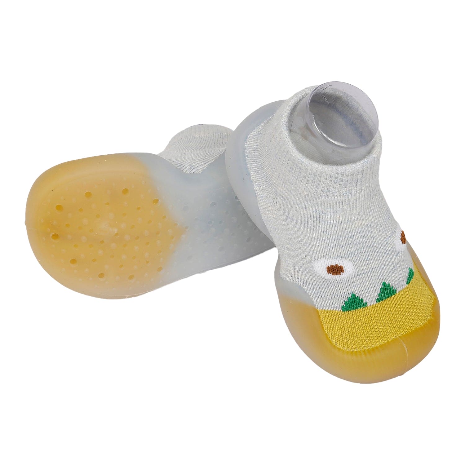 Cute Eye Anti-Skid Slip-On Rubber Sole Shoes - Grey, Yellow