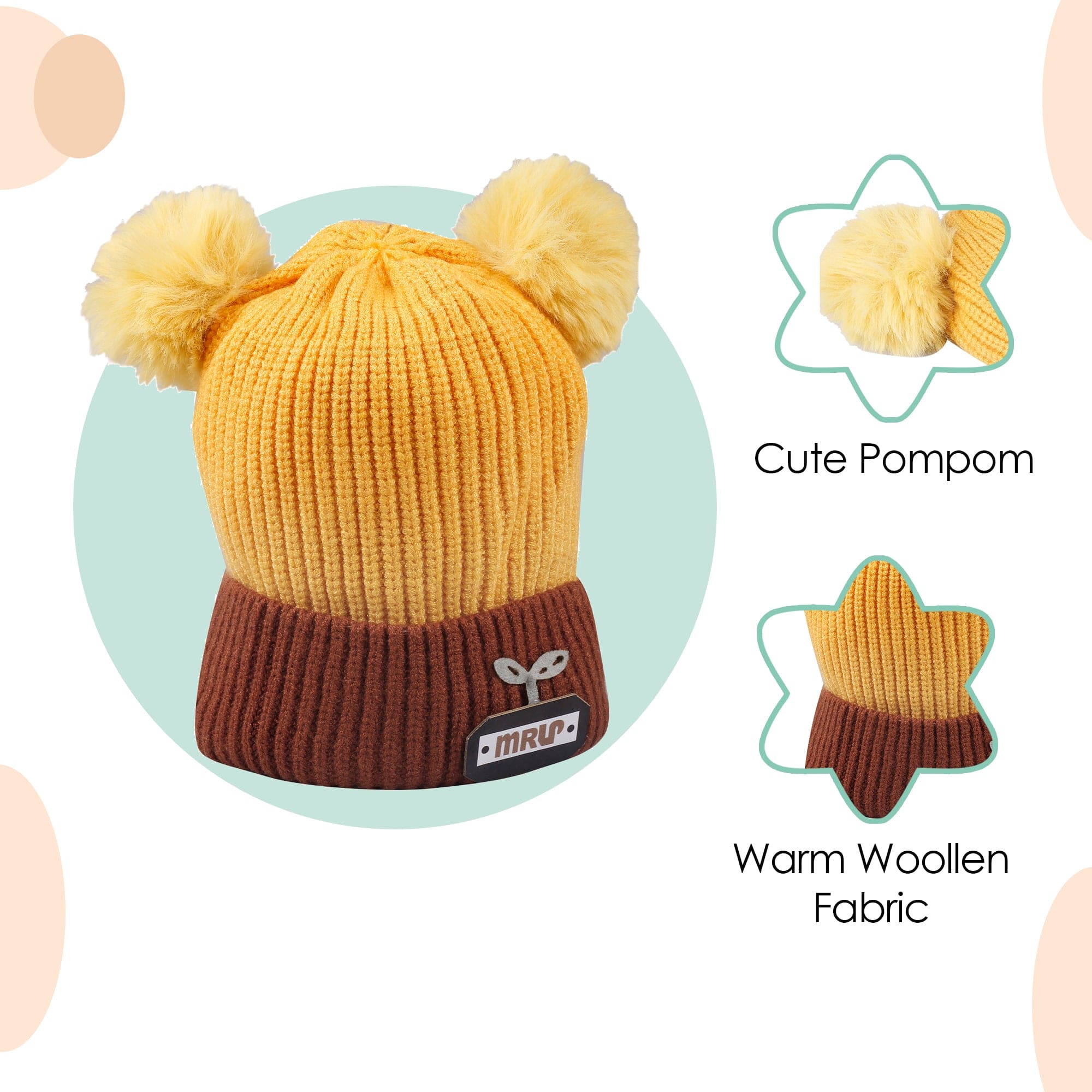 Pom Pom Black And Yellow 2 Pk Woolen Cap