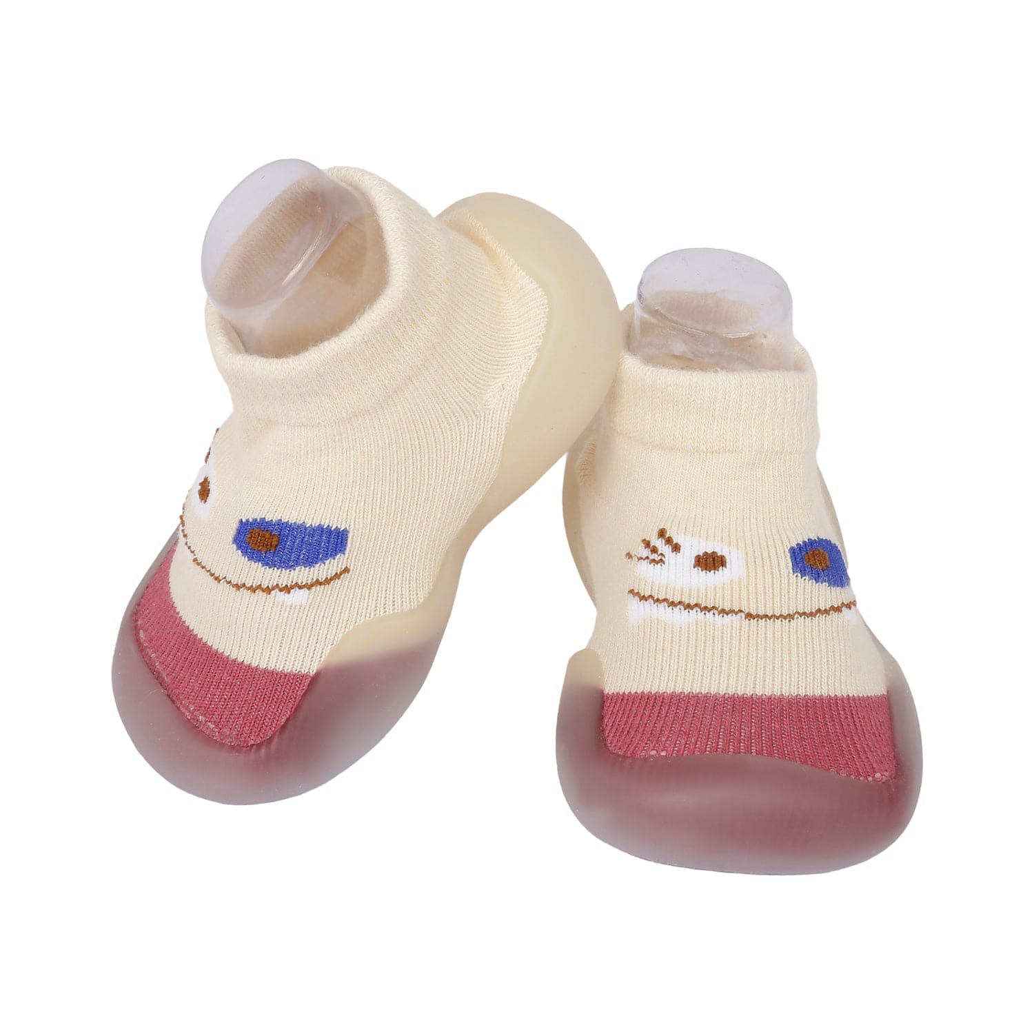 Cute Eye Anti-Skid Slip-On Rubber Sole Shoes - Cream, Maroon