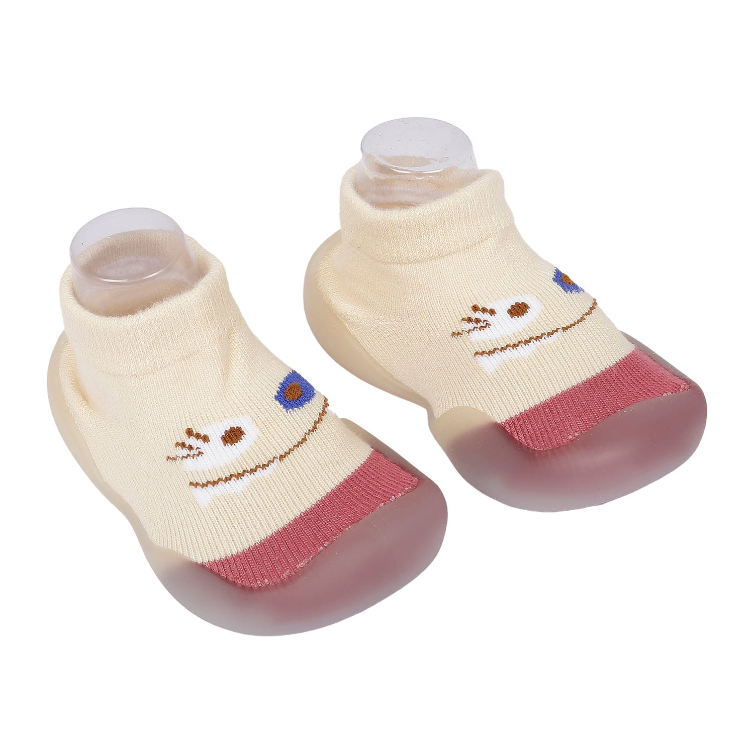 Cute Eye Anti-Skid Slip-On Rubber Sole Shoes - Cream, Maroon