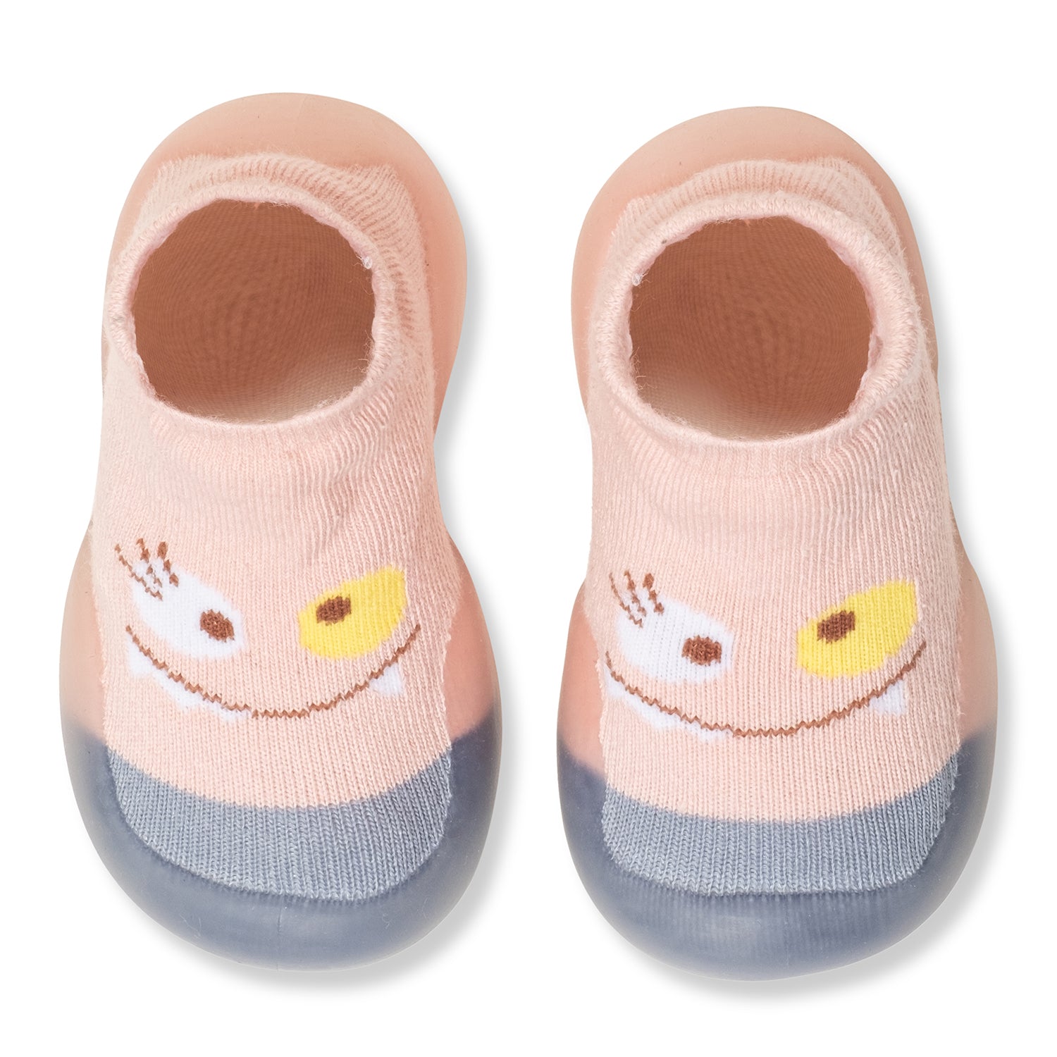Baby Moo Cute Eye Anti-Skid Rubber Sole Comfy Slip-On Sock Shoes - Pink, Blue