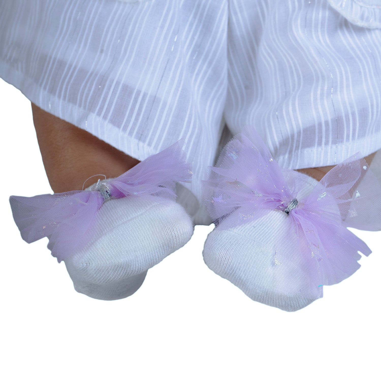 Baby Moo Elegant Pearl Matching Cap And Socks Set - Purple