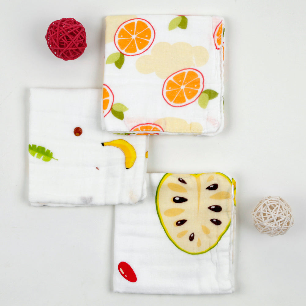 Fun With Fruits Multicolour 3 Pk Large Muslin Napkin