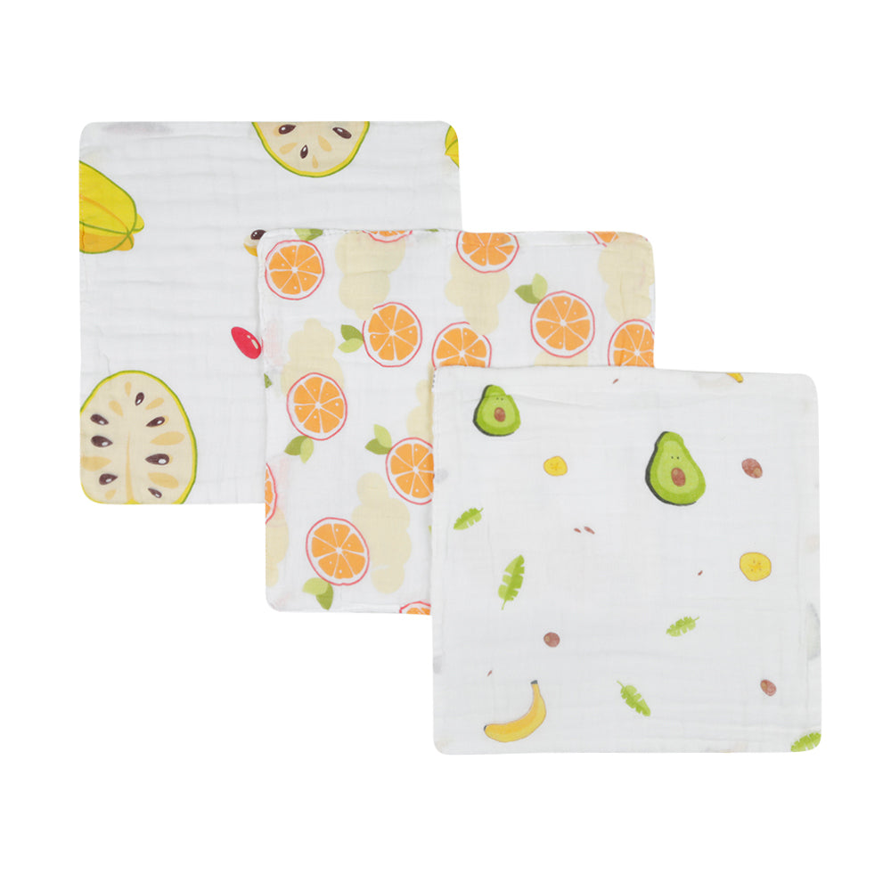 Fun With Fruits Multicolour 3 Pk Large Muslin Napkin