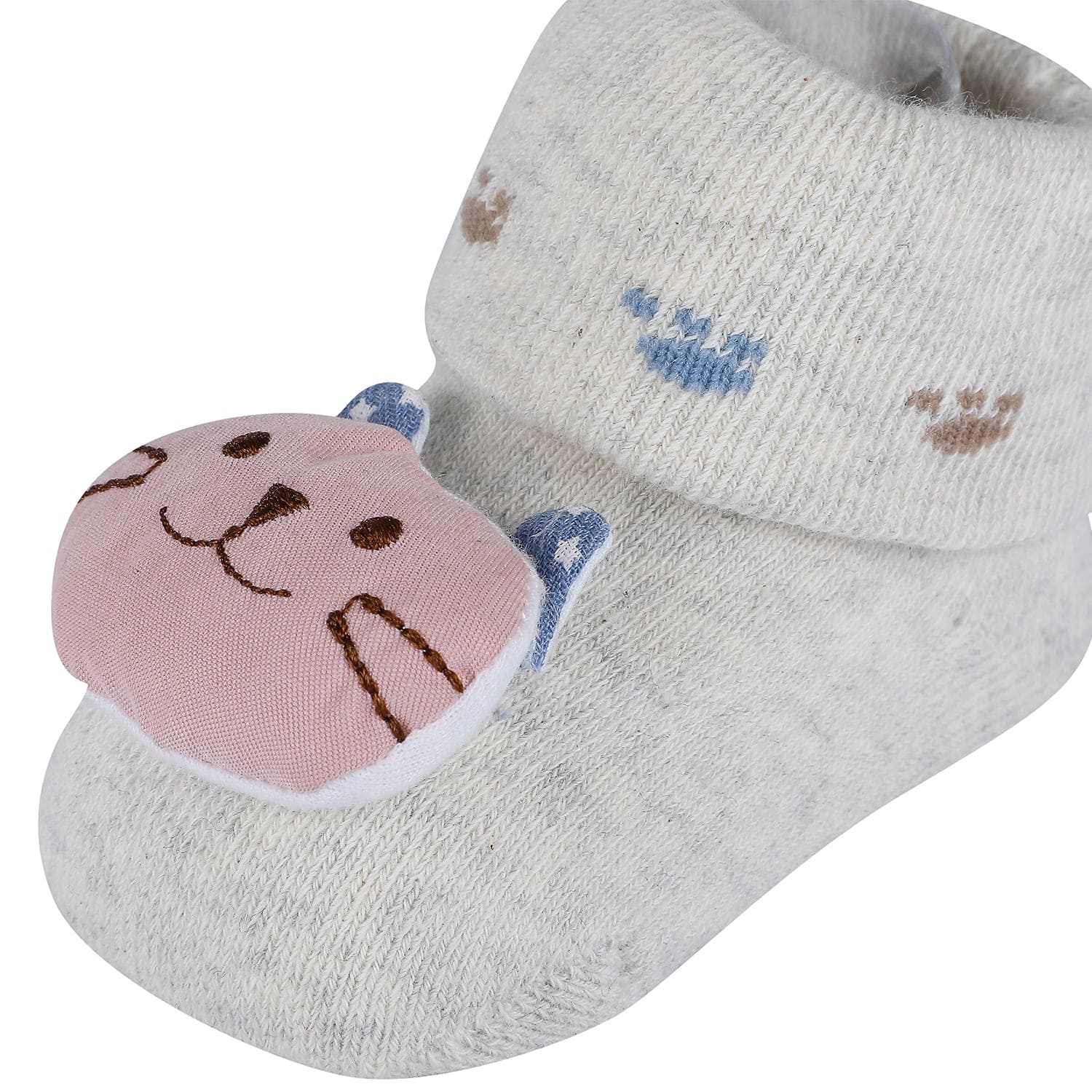 Baby Moo Blushing Kitty Cotton Anti-Skid 3D Socks - Grey - Baby Moo