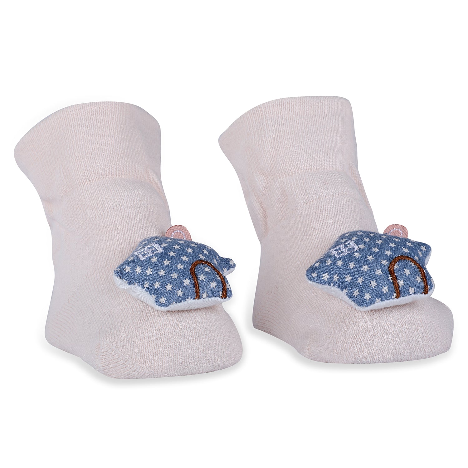 Baby Moo Star House Cotton Anti-Skid 3D Socks - Pink - Baby Moo