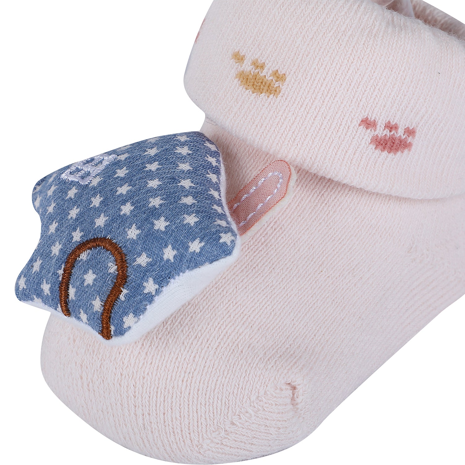 Baby Moo Star House Cotton Anti-Skid 3D Socks - Pink - Baby Moo
