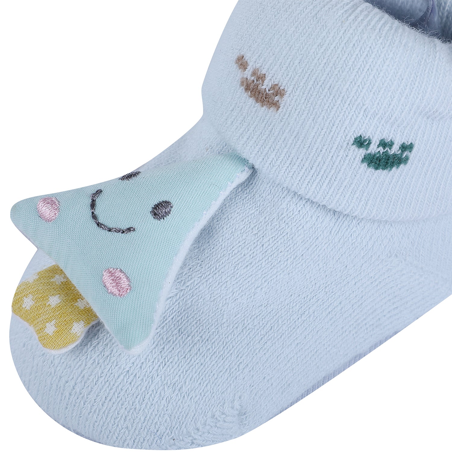 Baby Moo Smiling Tree Cotton Anti-Skid 3D Socks - Blue - Baby Moo