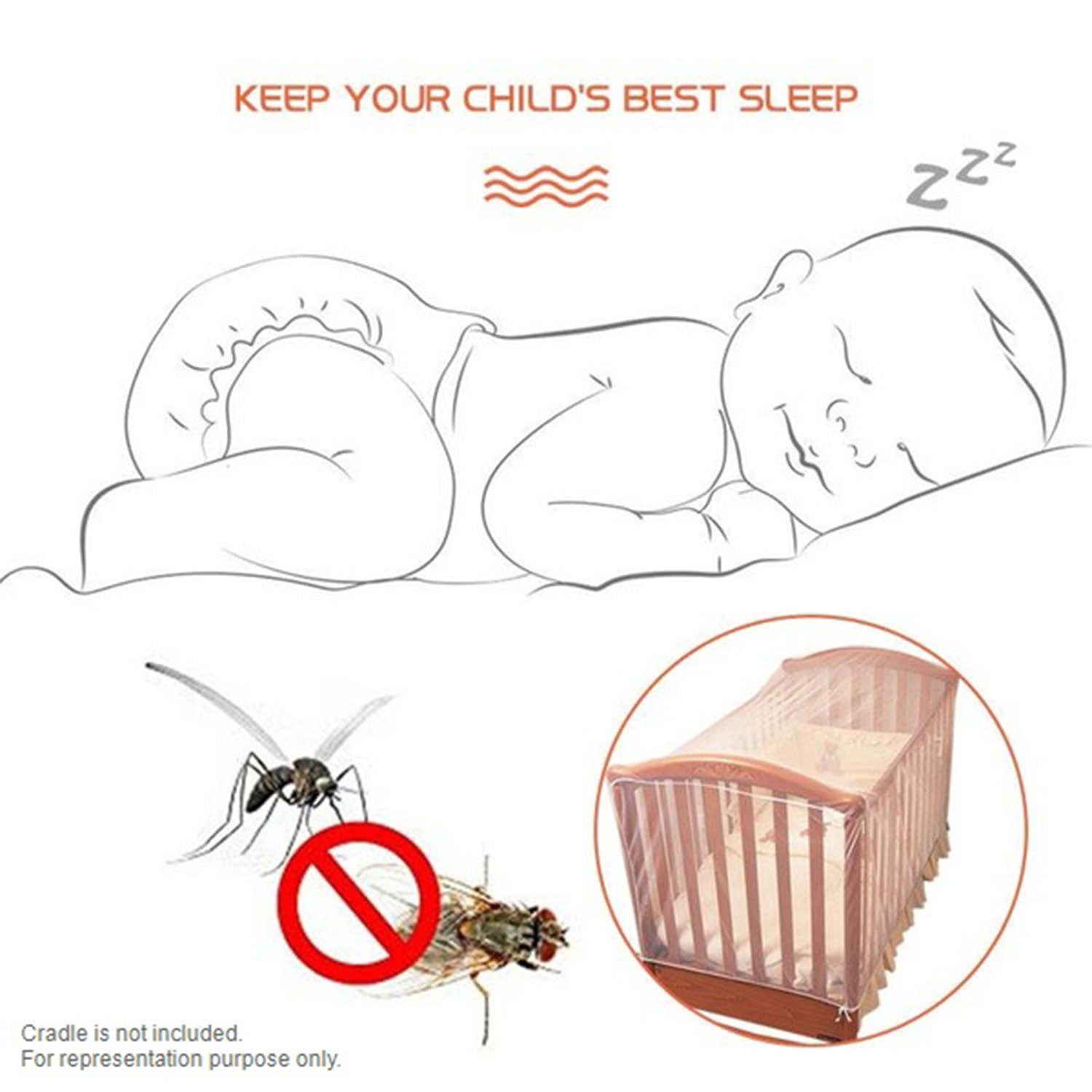 Essential White Cot Mosquito Net (Net Only)