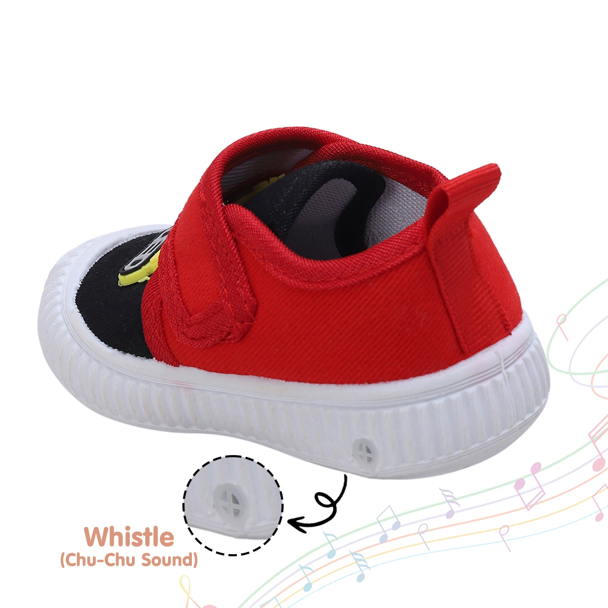 Baby Moo Truck Applique Velcro Strap Anti-Skid Chu Chu Sound Sneakers - Black