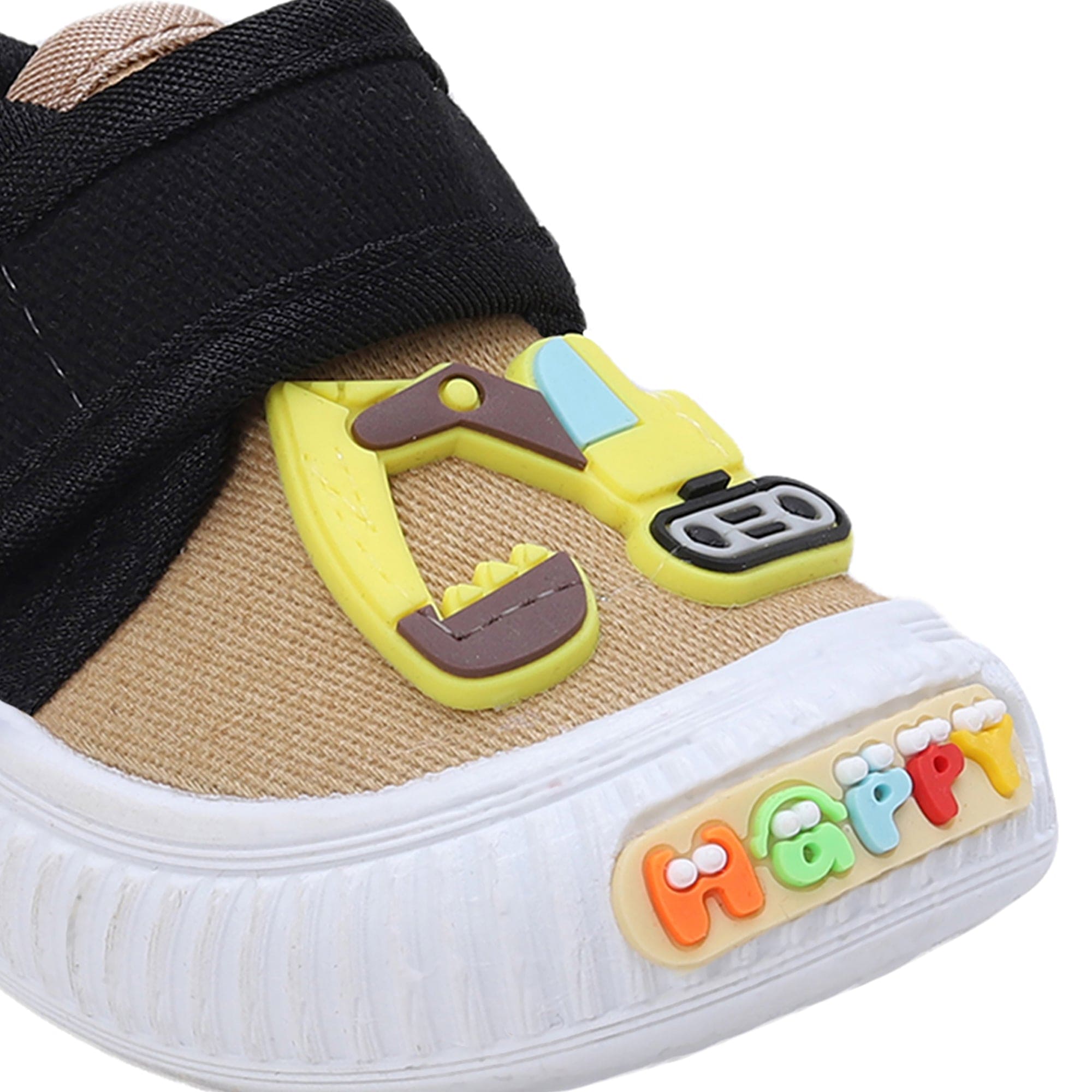 Baby Moo Truck Applique Velcro Strap Anti-Skid Chu Chu Sound Sneakers - Khaki