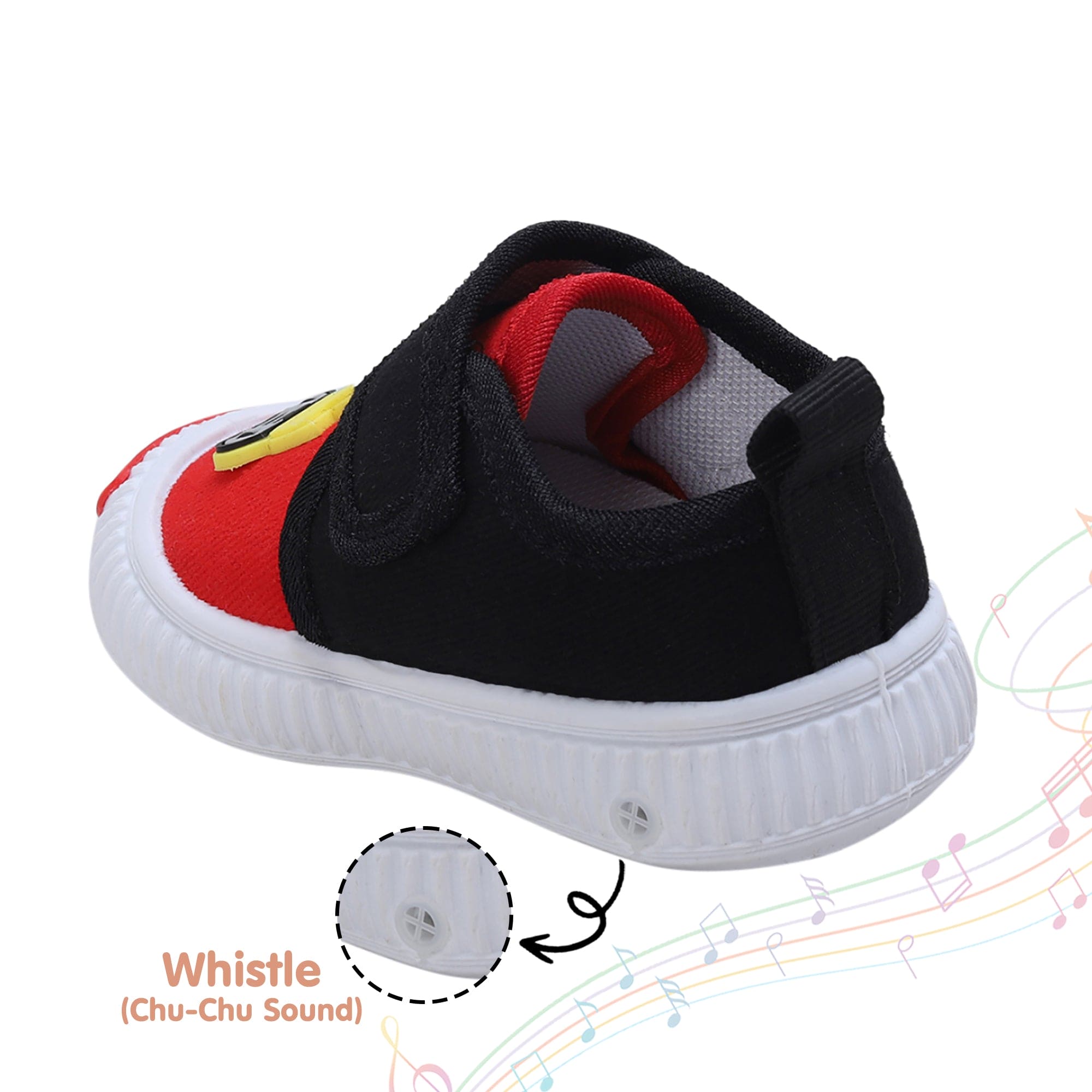 Baby Moo Truck Applique Velcro Strap Anti-Skid Chu Chu Sound Sneakers - Red