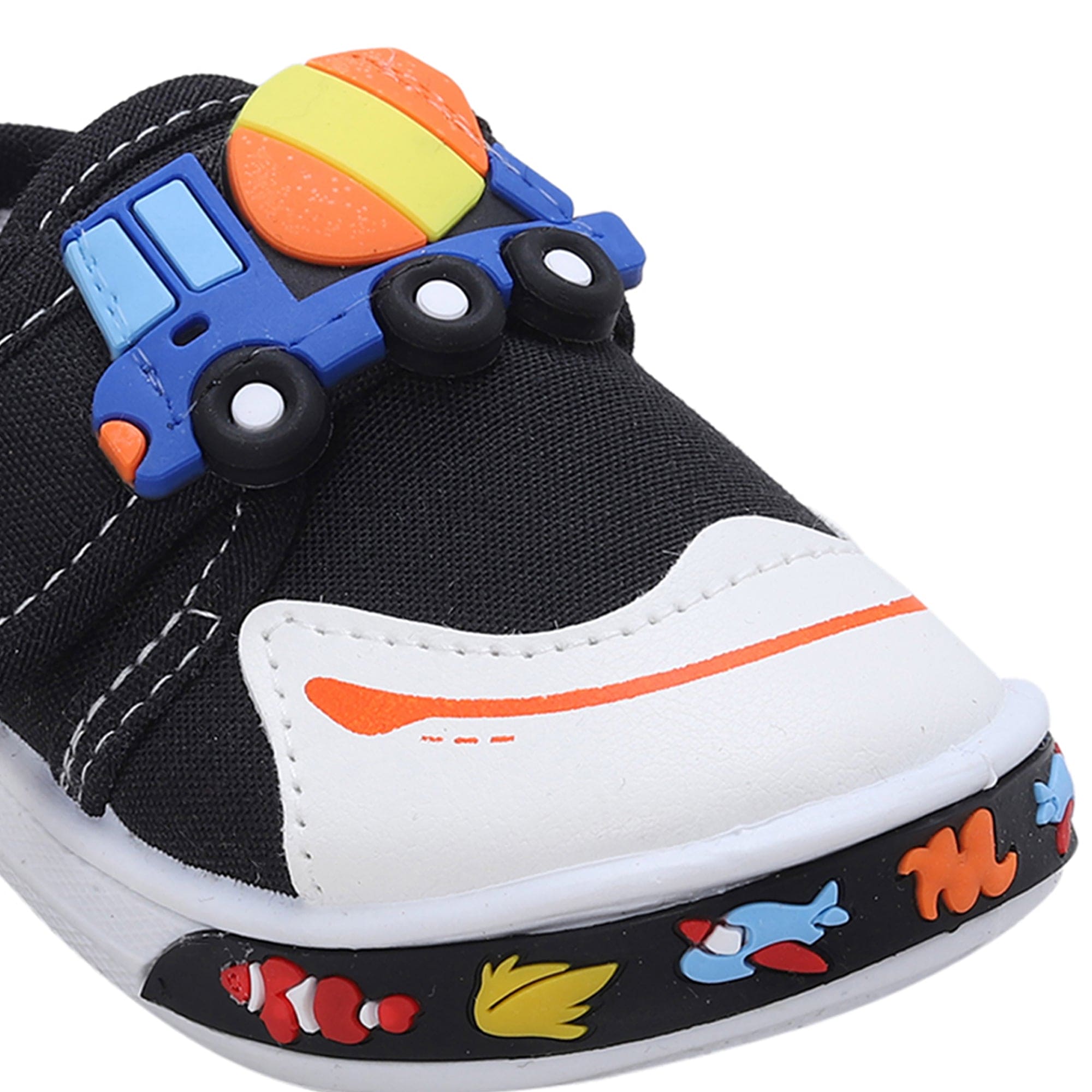 Baby Moo Mixer Truck Velcro Strap Anti-Skid Chu Chu Sound Sneakers - Black