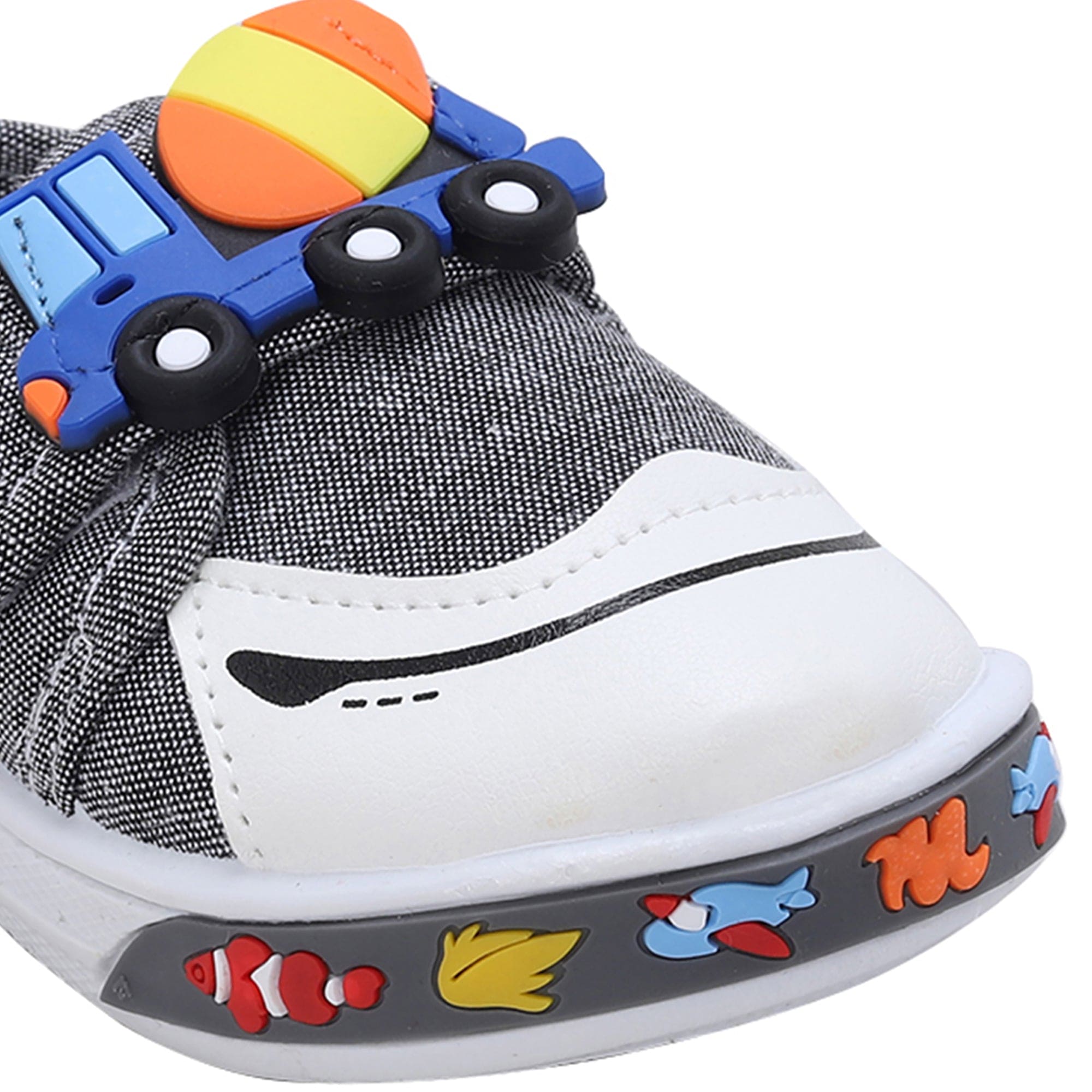 Baby Moo Mixer Truck Velcro Strap Anti-Skid Chu Chu Sound Sneakers - Grey