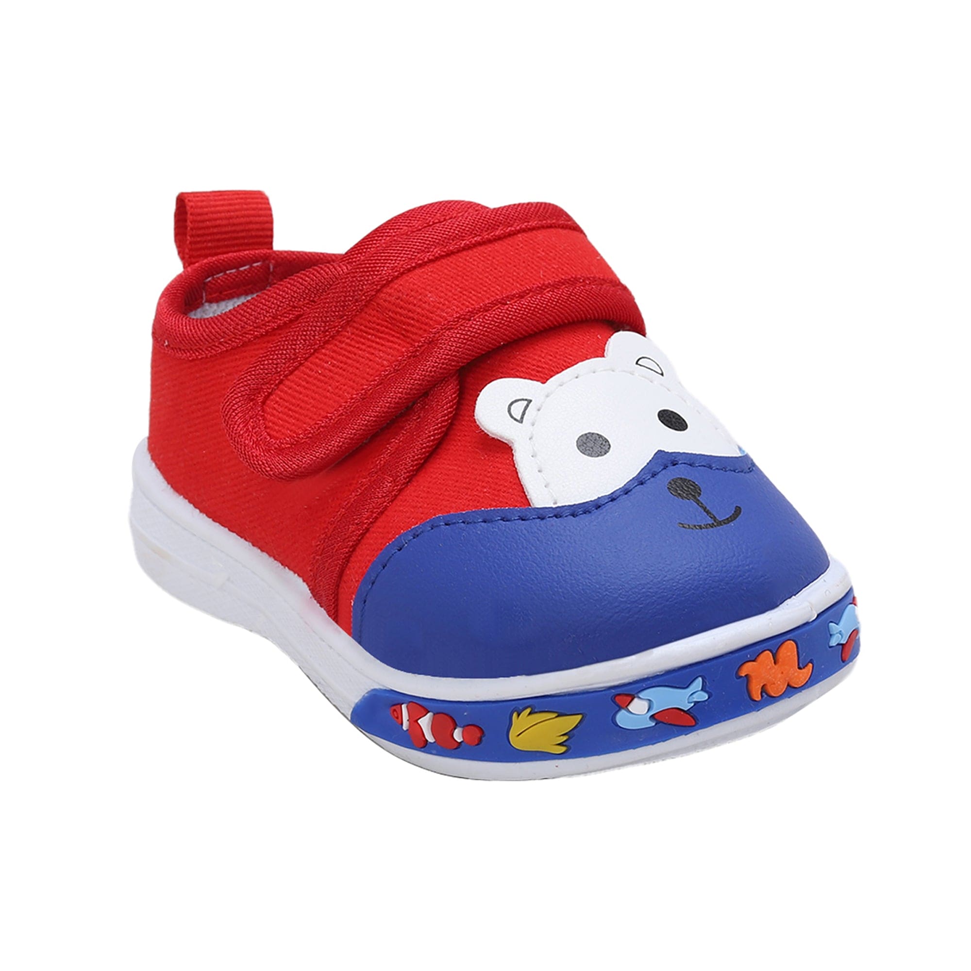 Baby Moo Blissful Bear Velcro Strap Anti Skid Chu Chu Sound Sneakers Red