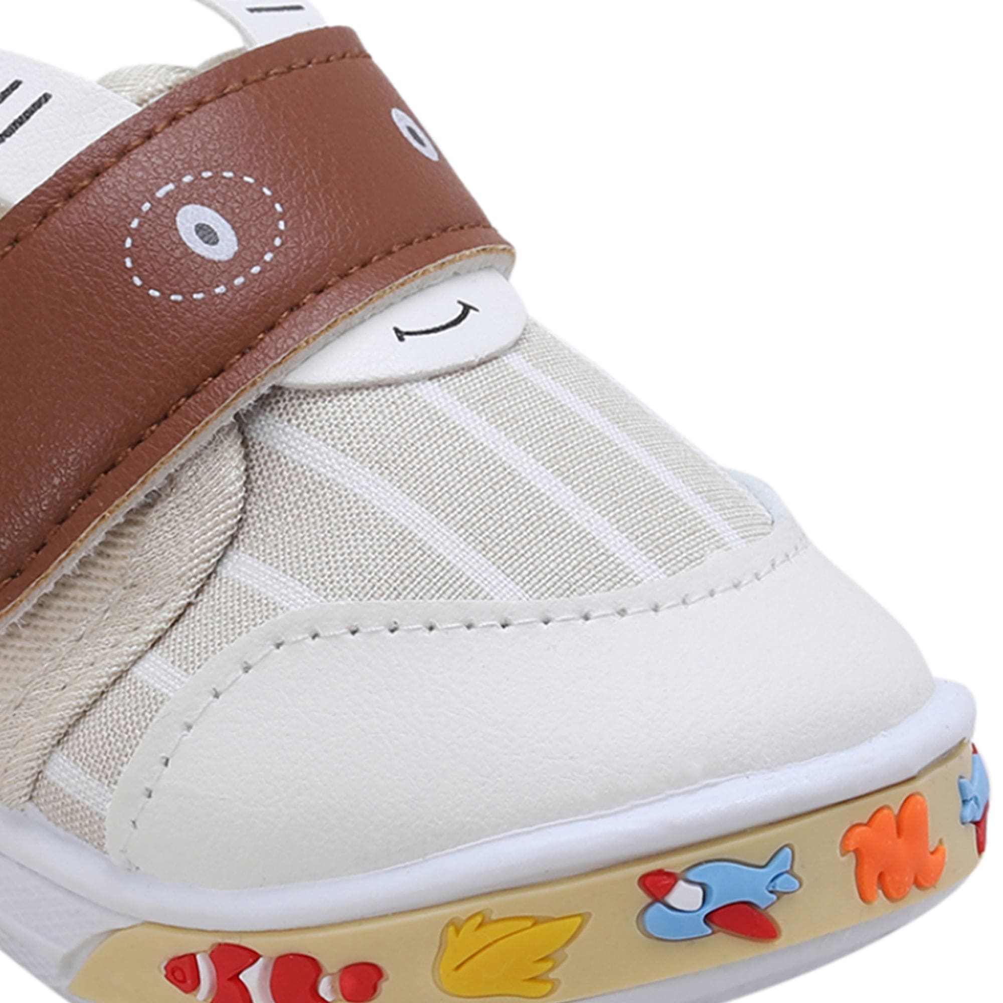 Baby Moo Ninja Rabbit Velcro Strap Anti-Skid Chu Chu Sound Sneakers - Beige