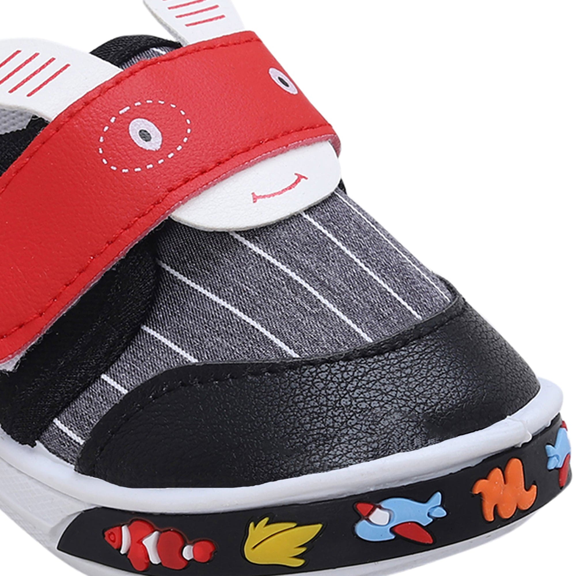 Baby Moo Ninja Rabbit Velcro Strap Anti-Skid Chu Chu Sound Sneakers - Black