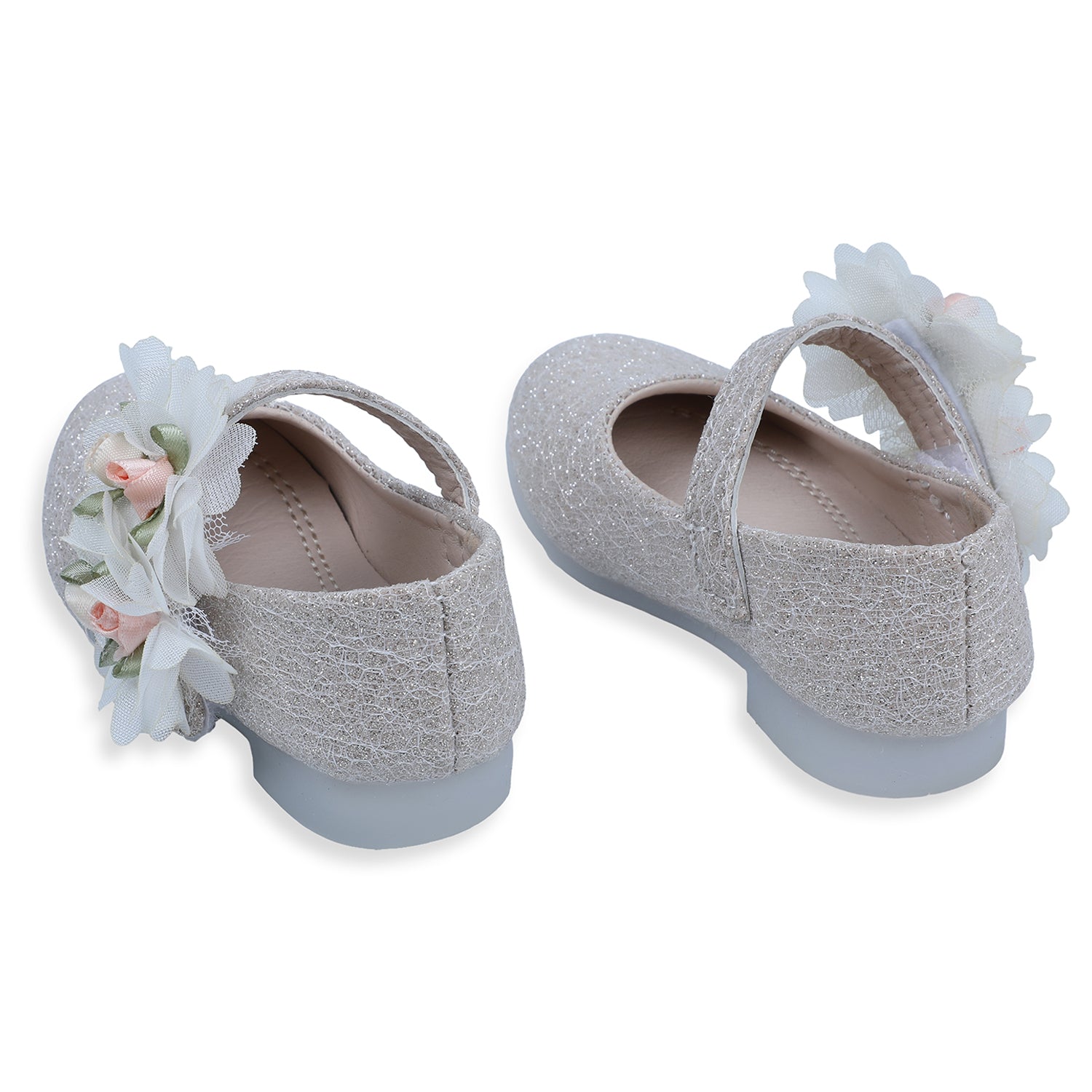 Baby Moo x Bash Kids Floral Shimmer Mary Jane Ballerinas - Gold