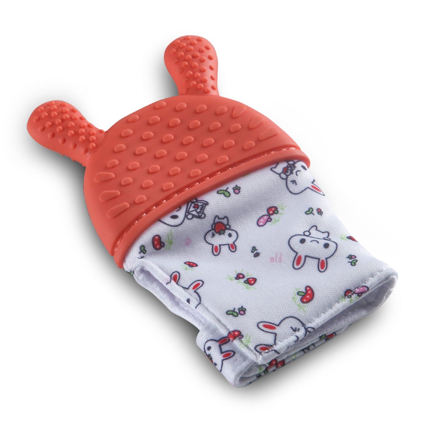 Teething Mitten Silicone Self Soothing Glove 1 Pc Rabbit - Orange