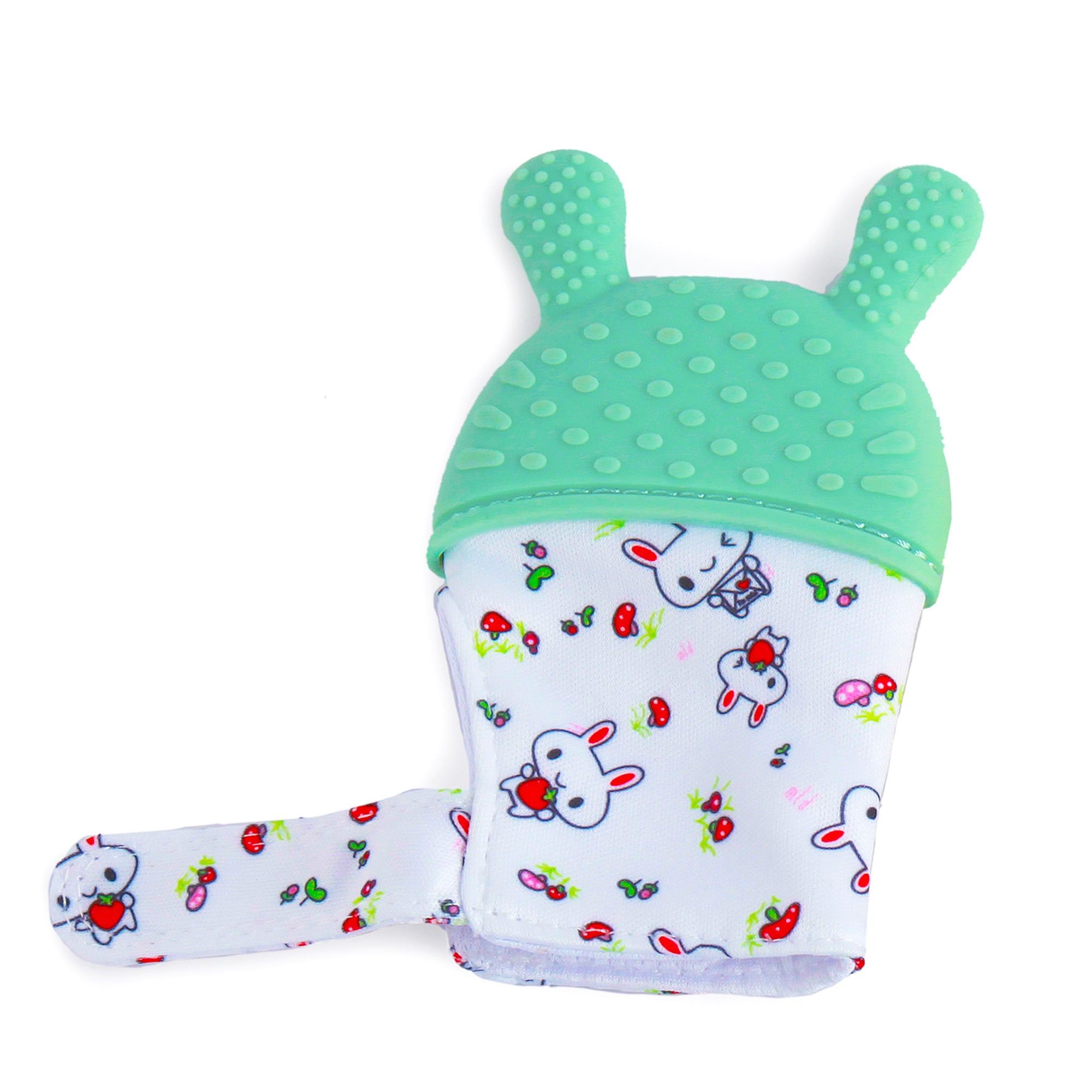 Rabbits Eat Carrots Green Teething Mitten - 1 pc