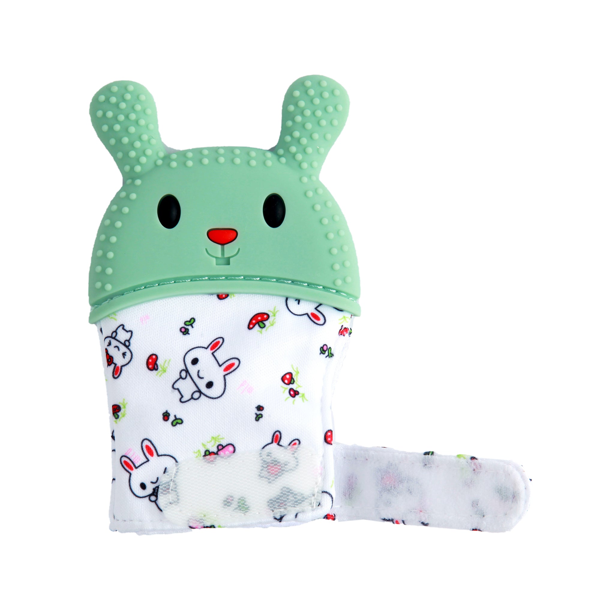 Rabbits Eat Carrots Green Teething Mitten - 1 pc