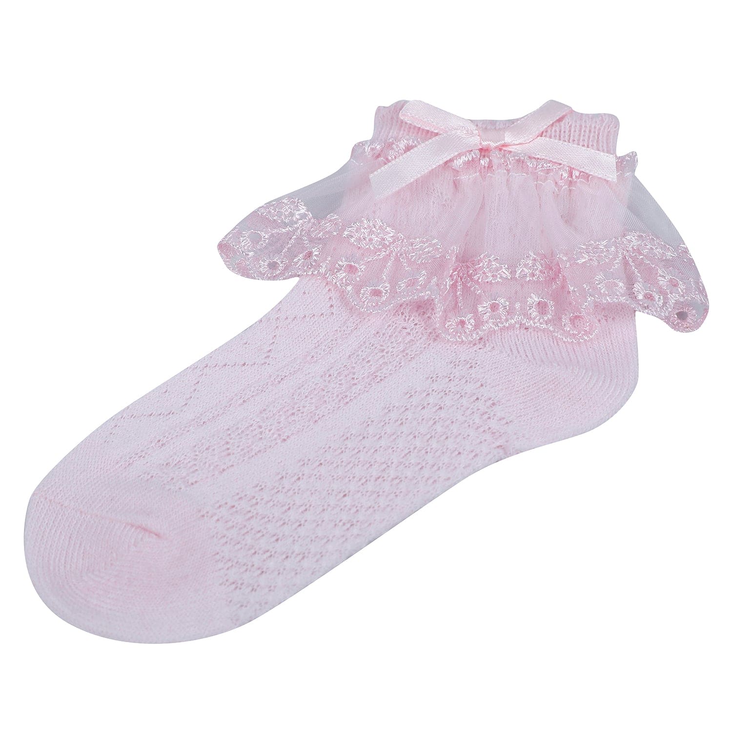 Baby Moo Lace Frill Soft Socks Pack of 3 - White, Pink