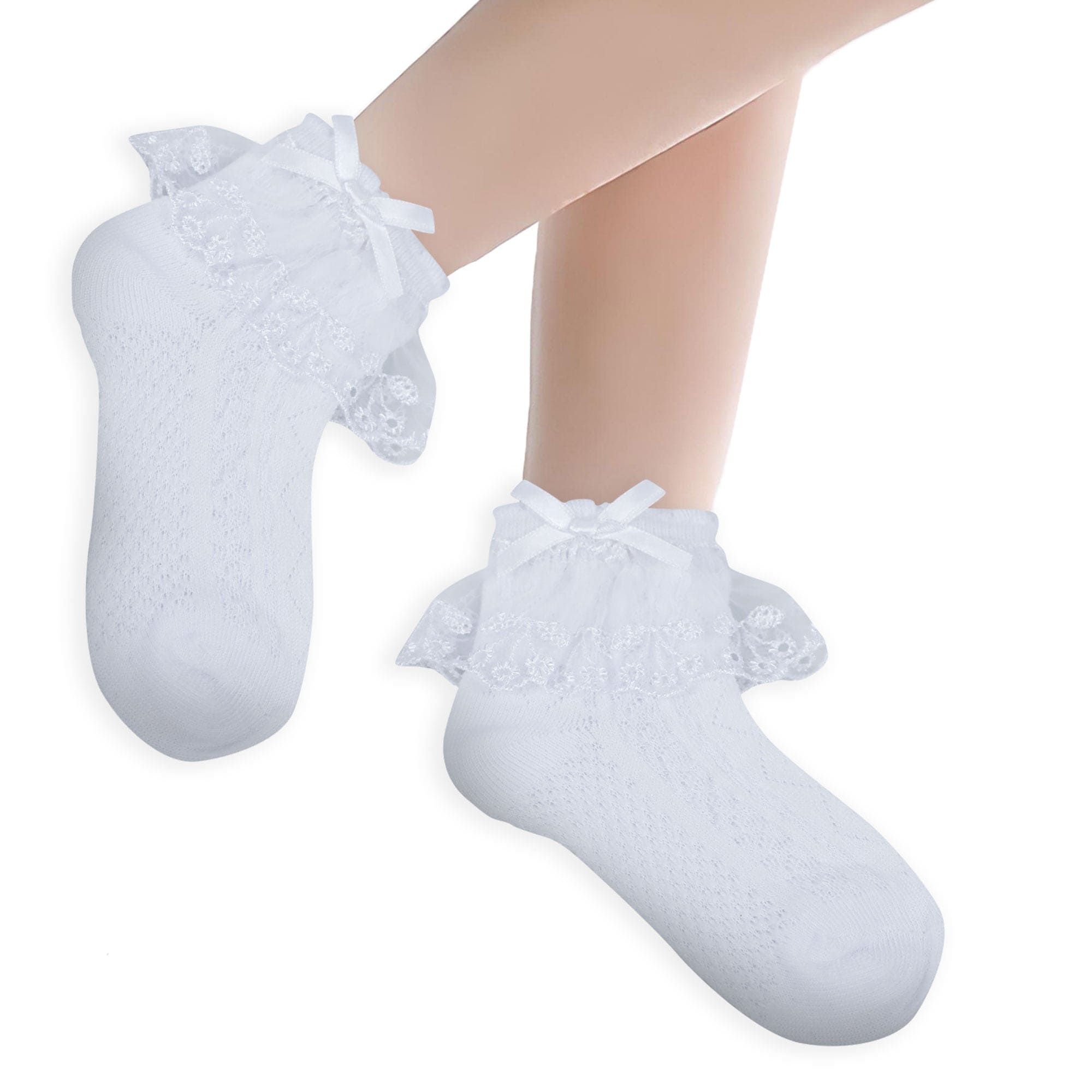 Baby Moo Lace Frill Soft Socks Pack of 3 - White, Pink