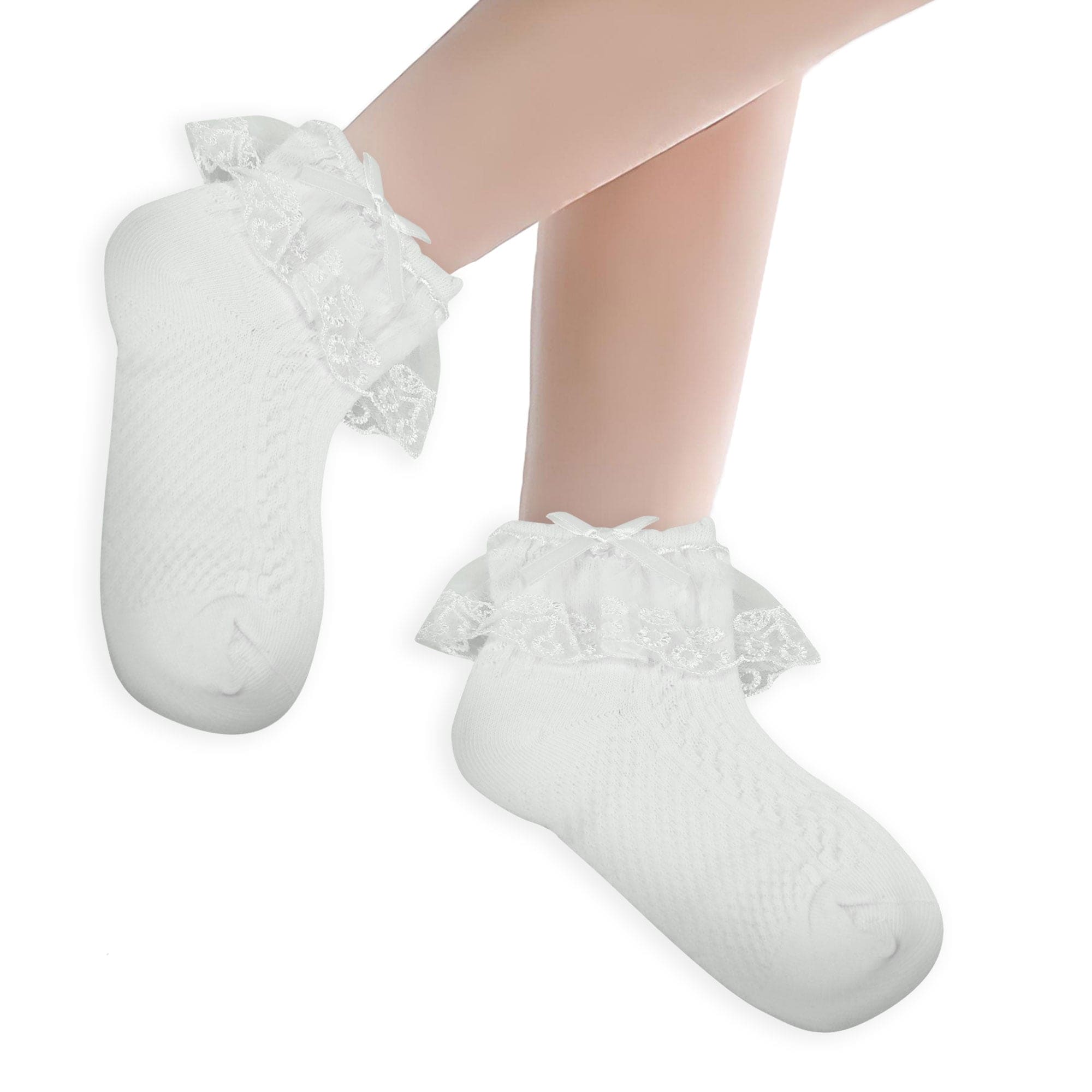 Baby Moo Lace Frill Soft Socks Pack of 3 - White, Pink