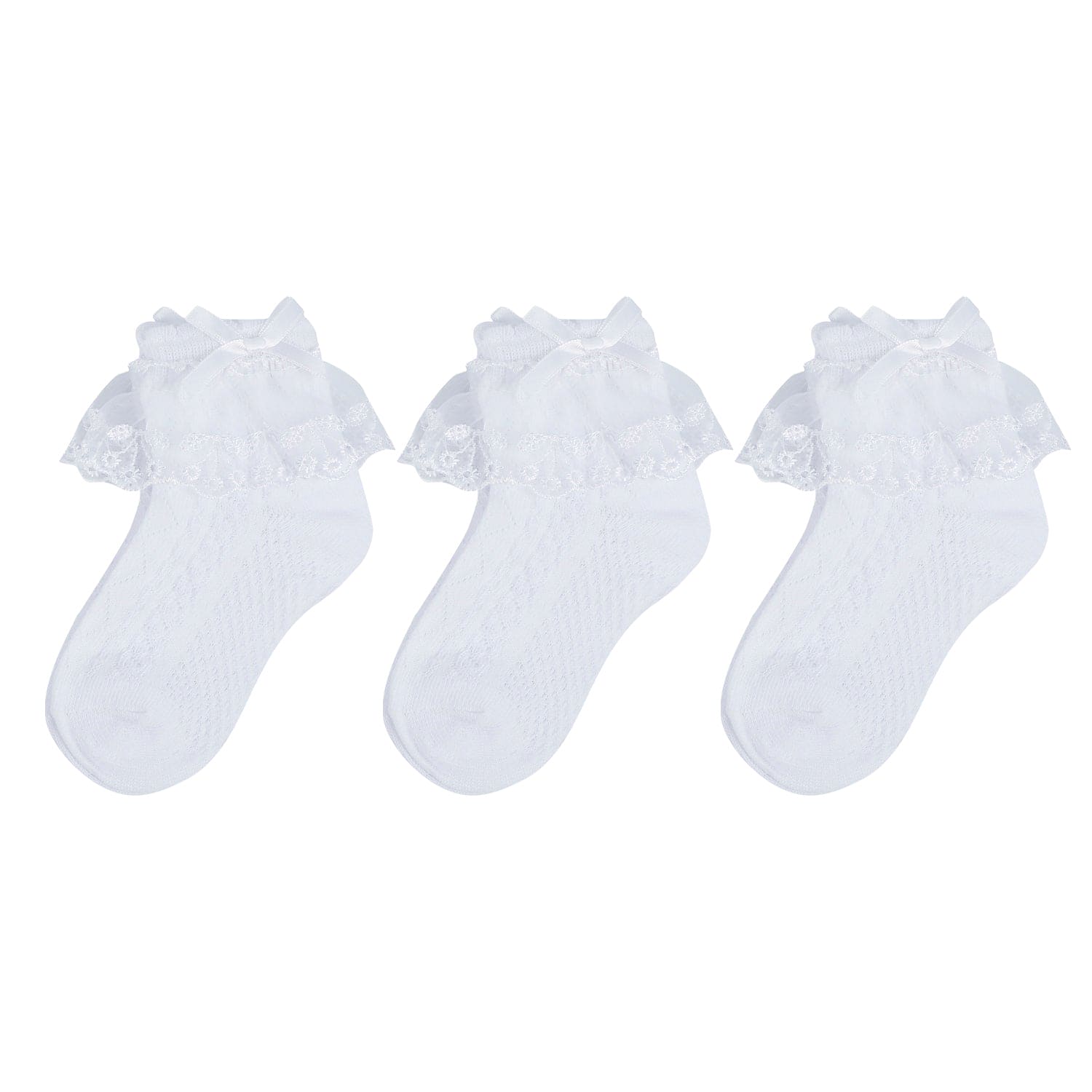 Baby Moo Lace Frills Soft Socks Pack of 3 - White