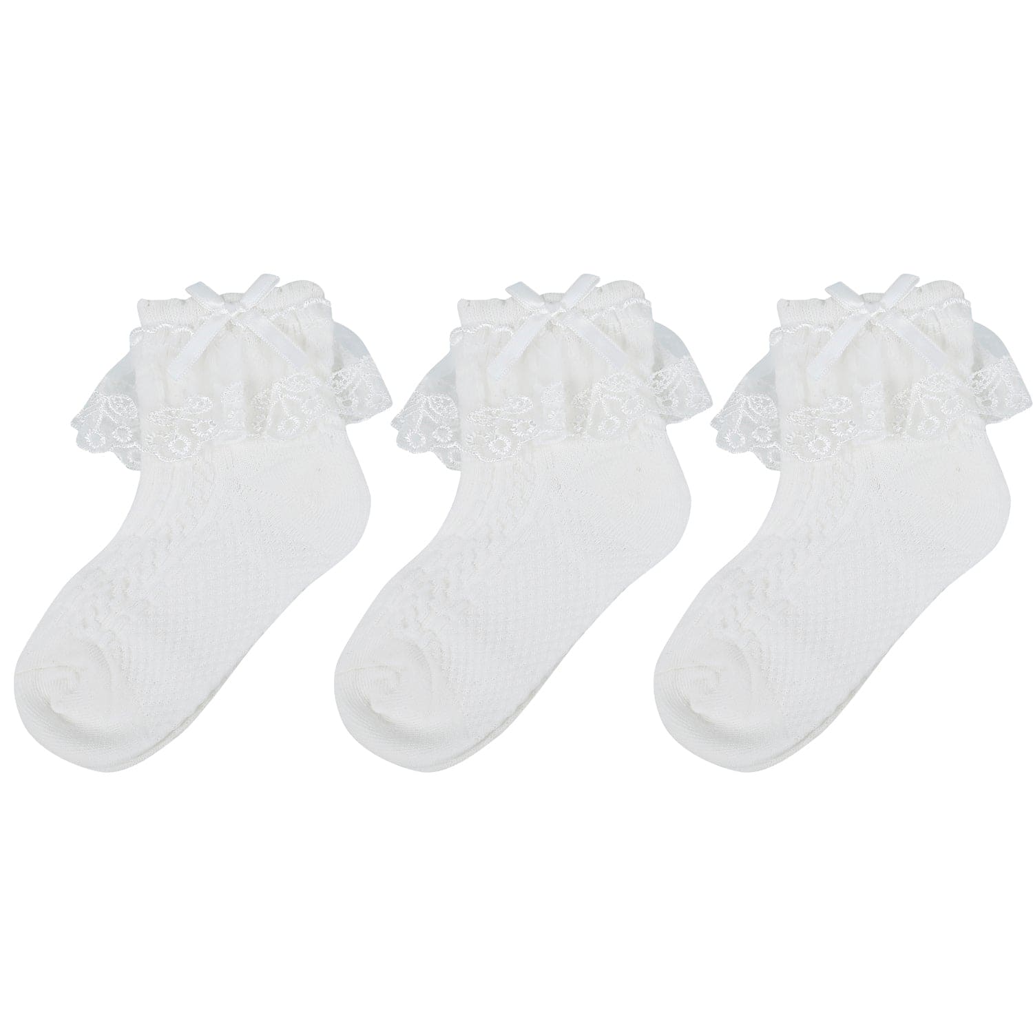 Baby Moo Lace Frill Soft Socks Pack of 3 - Cream