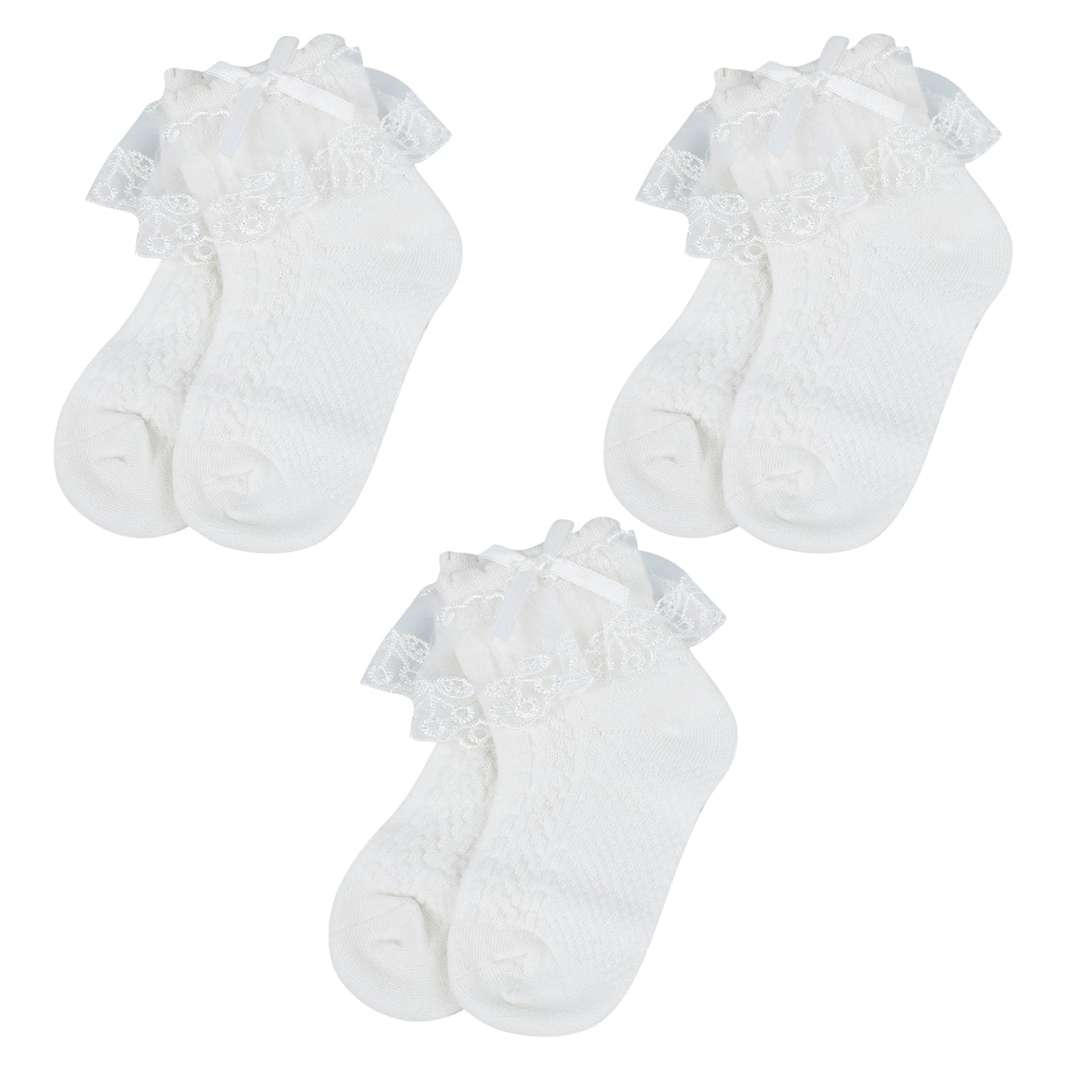 Baby Moo Lace Frill Soft Socks Pack of 3 - Cream