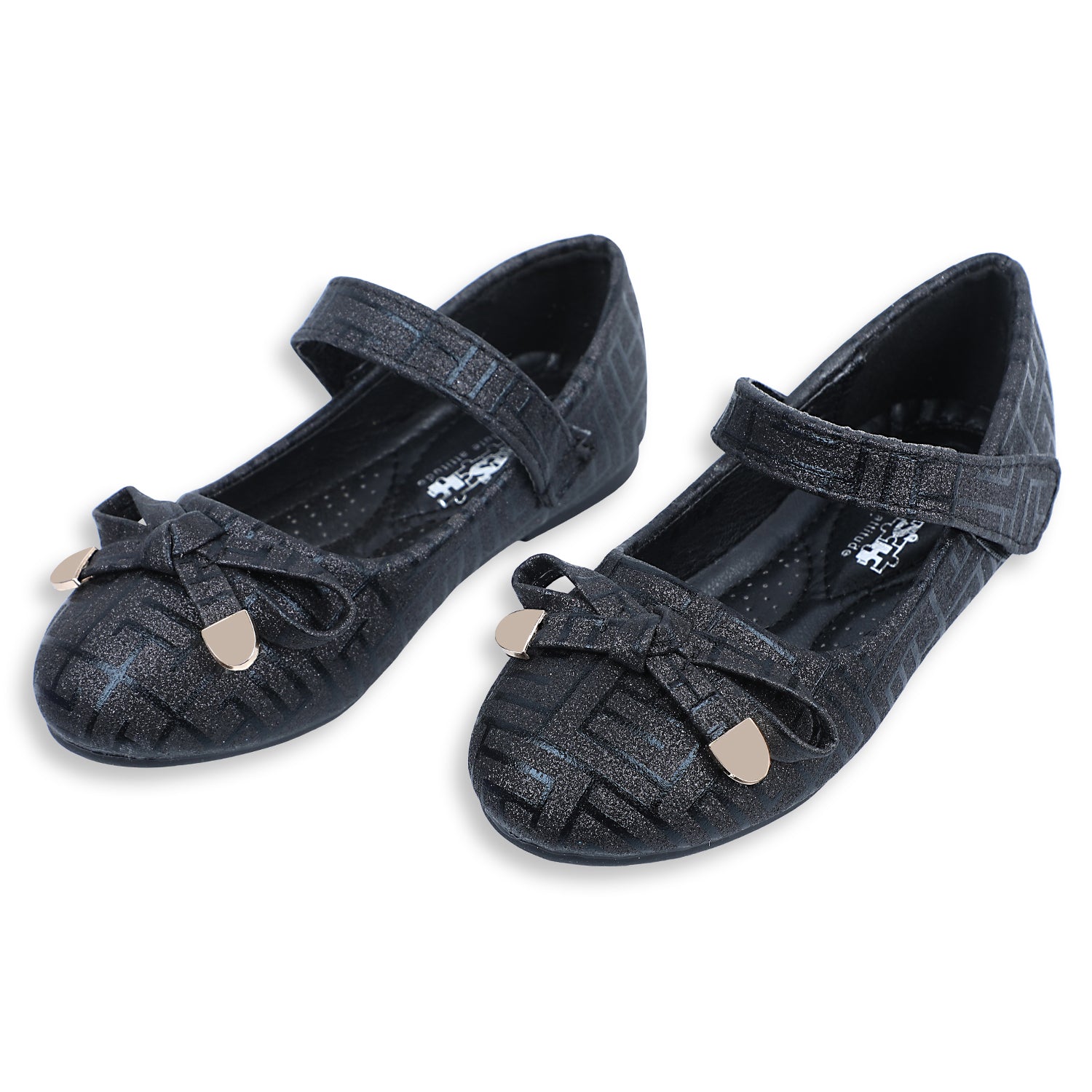 Baby Moo x Bash Kids Embellished Shimmer With Bow Mary Jane Ballerinas - Black