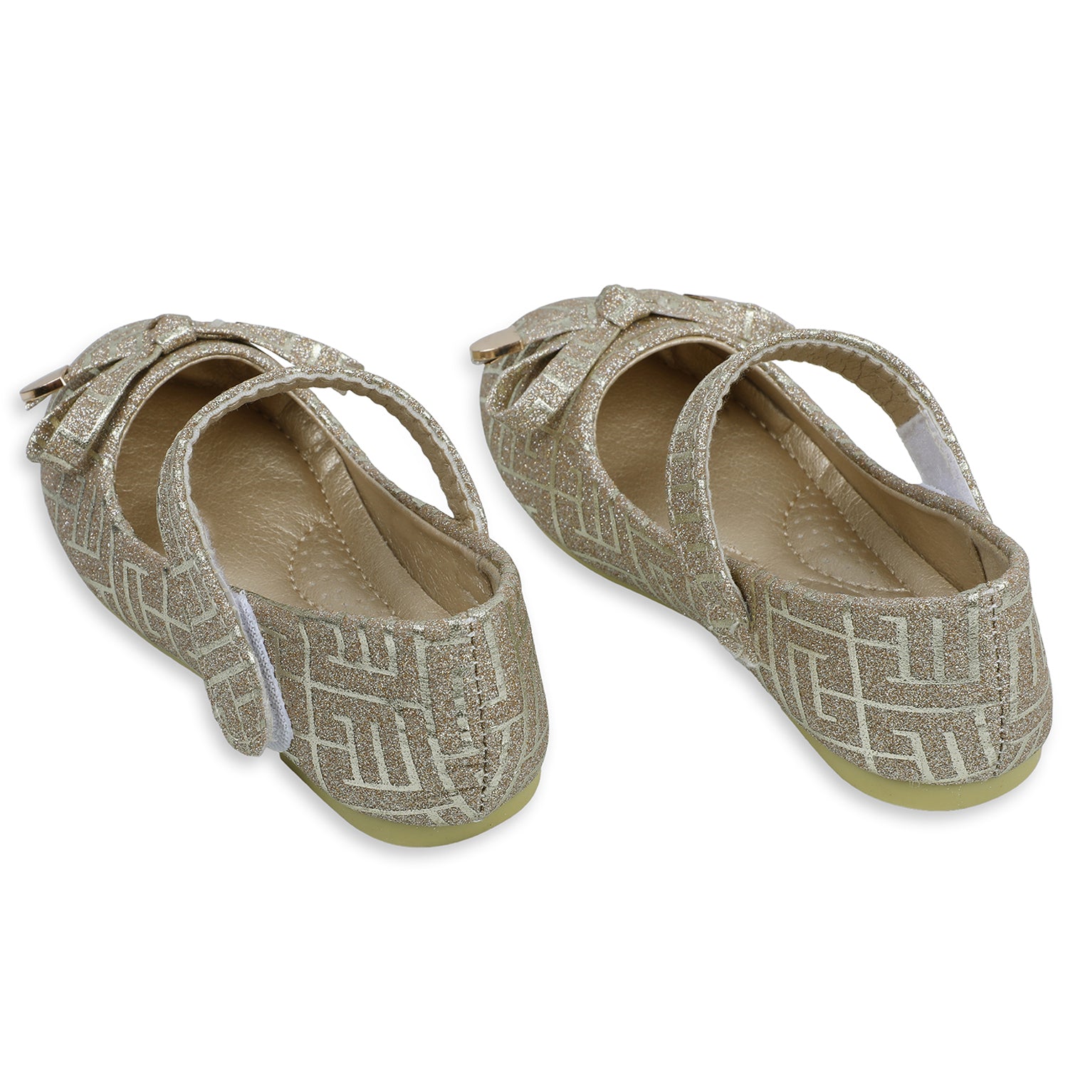 Baby Moo x Bash Kids Embellished Shimmer With Bow Mary Jane Ballerinas - Gold