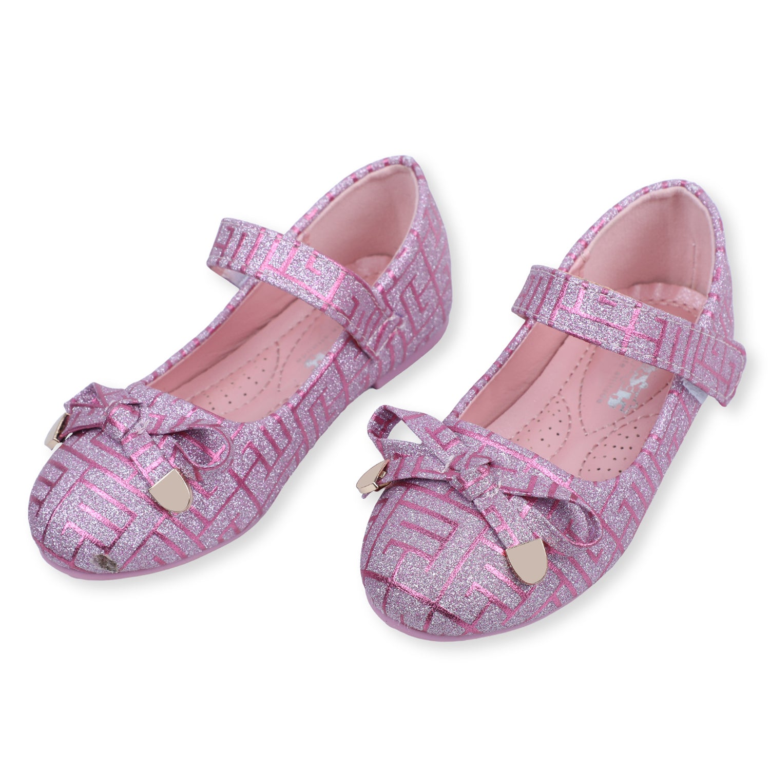 Baby Moo x Bash Kids Embellished Shimmer With Bow Mary Jane Ballerinas - Pink