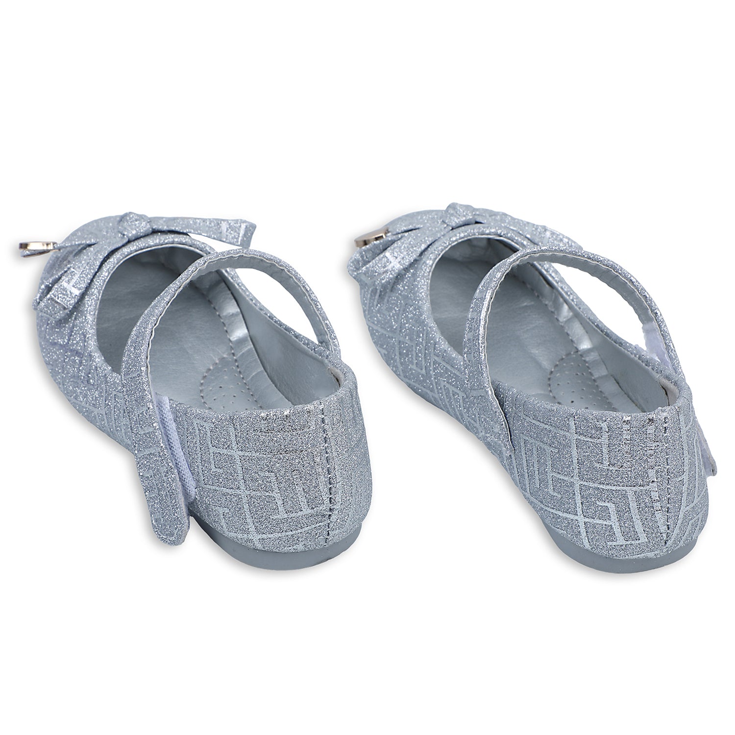 Baby Moo x Bash Kids Embellished Shimmer With Bow Mary Jane Ballerinas - Silver
