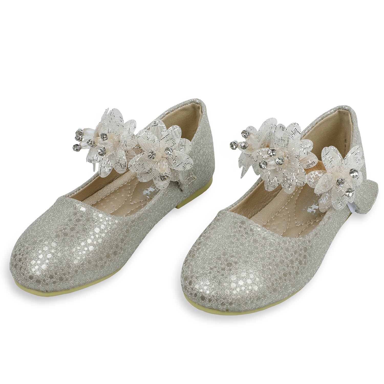 Baby Moo x Bash Kids Shiny Floral Party Mary Jane Ballerinas - Gold