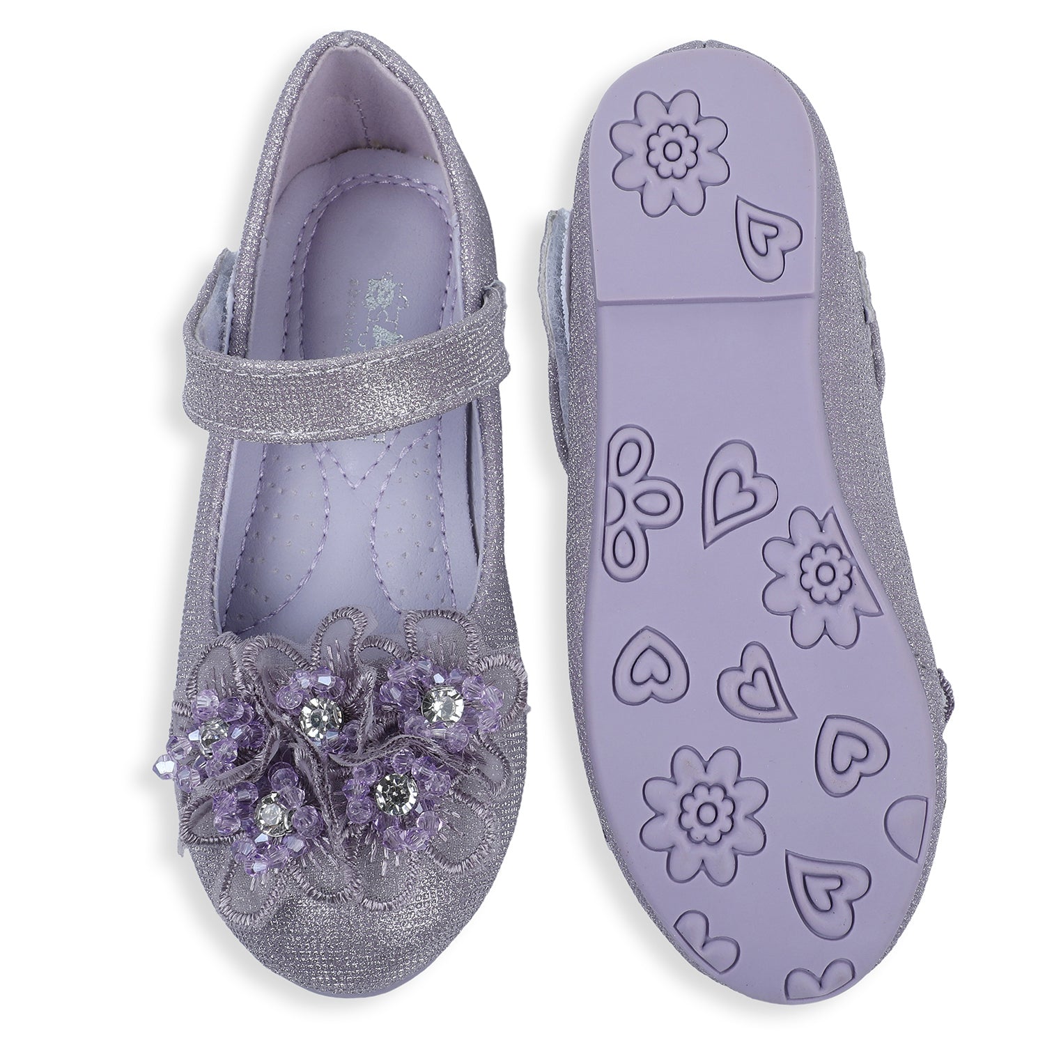 Baby Moo x Bash Kids 3D Floral Party Mary Jane Ballerinas - Purple