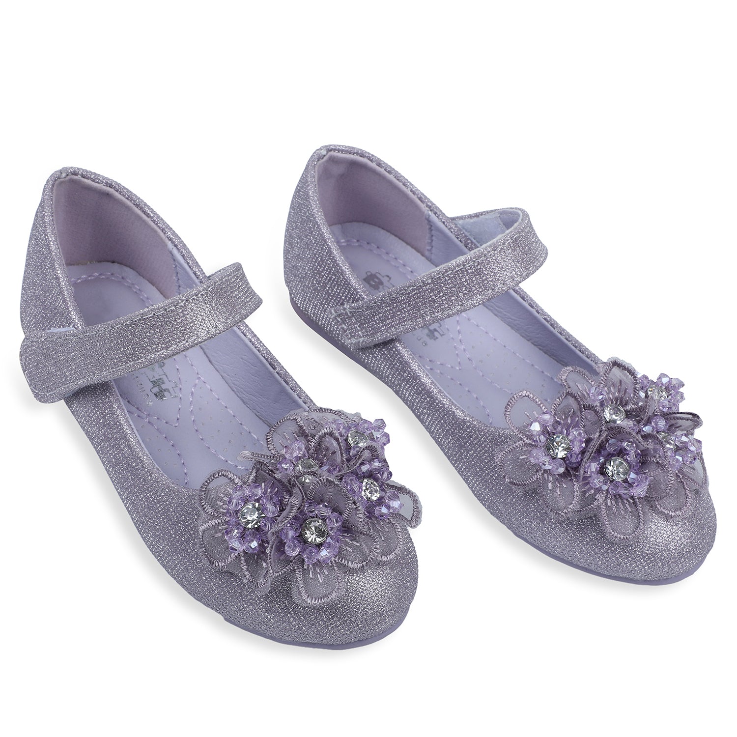 Baby Moo x Bash Kids 3D Floral Party Mary Jane Ballerinas - Purple